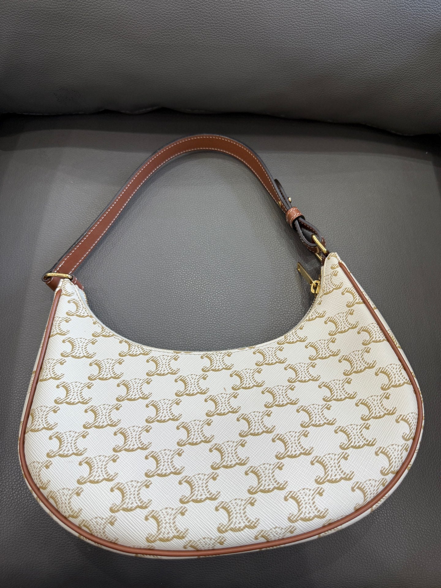 Celine - Ava Bag - Coated canvas with leather trim - White - (mini)