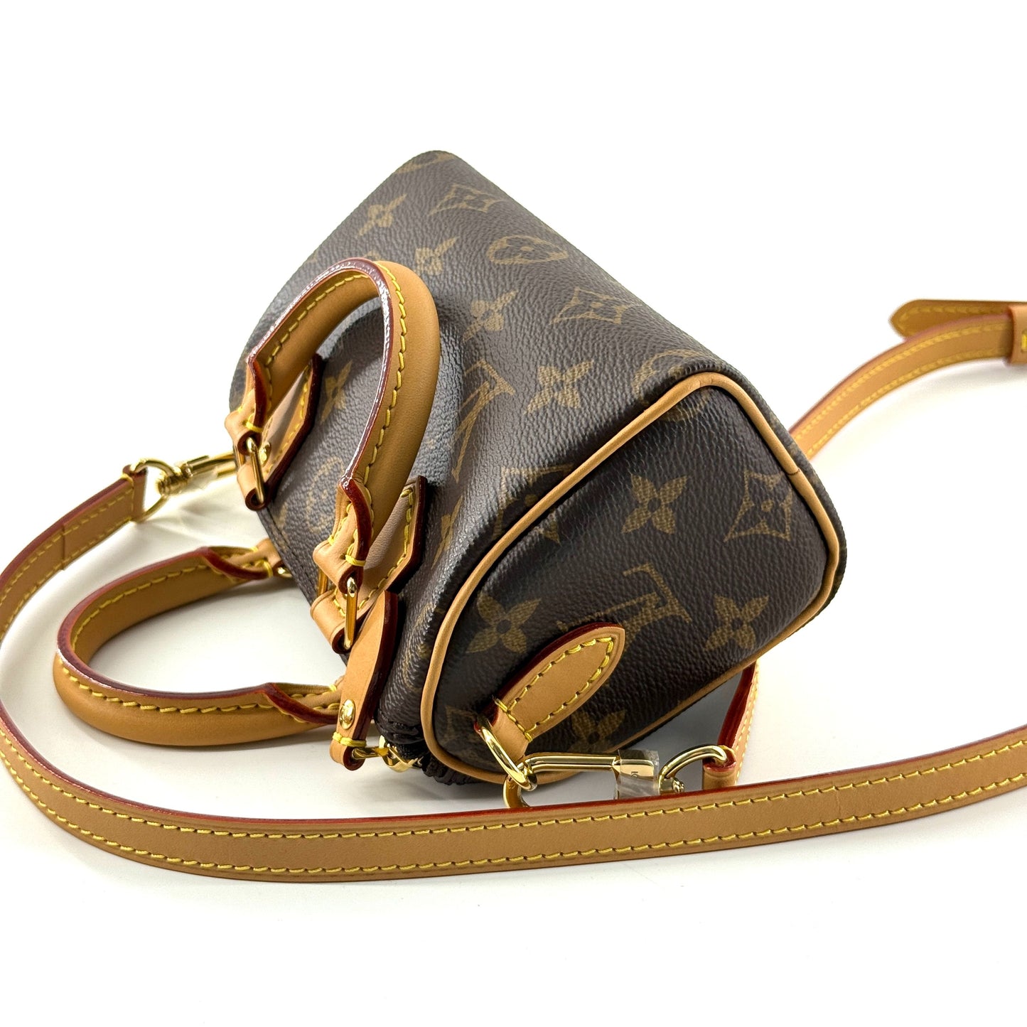Louis Vuitton - Speedy Nano - Monogram coated canvas with natural Vachetta leather trim - Brown - (mini)