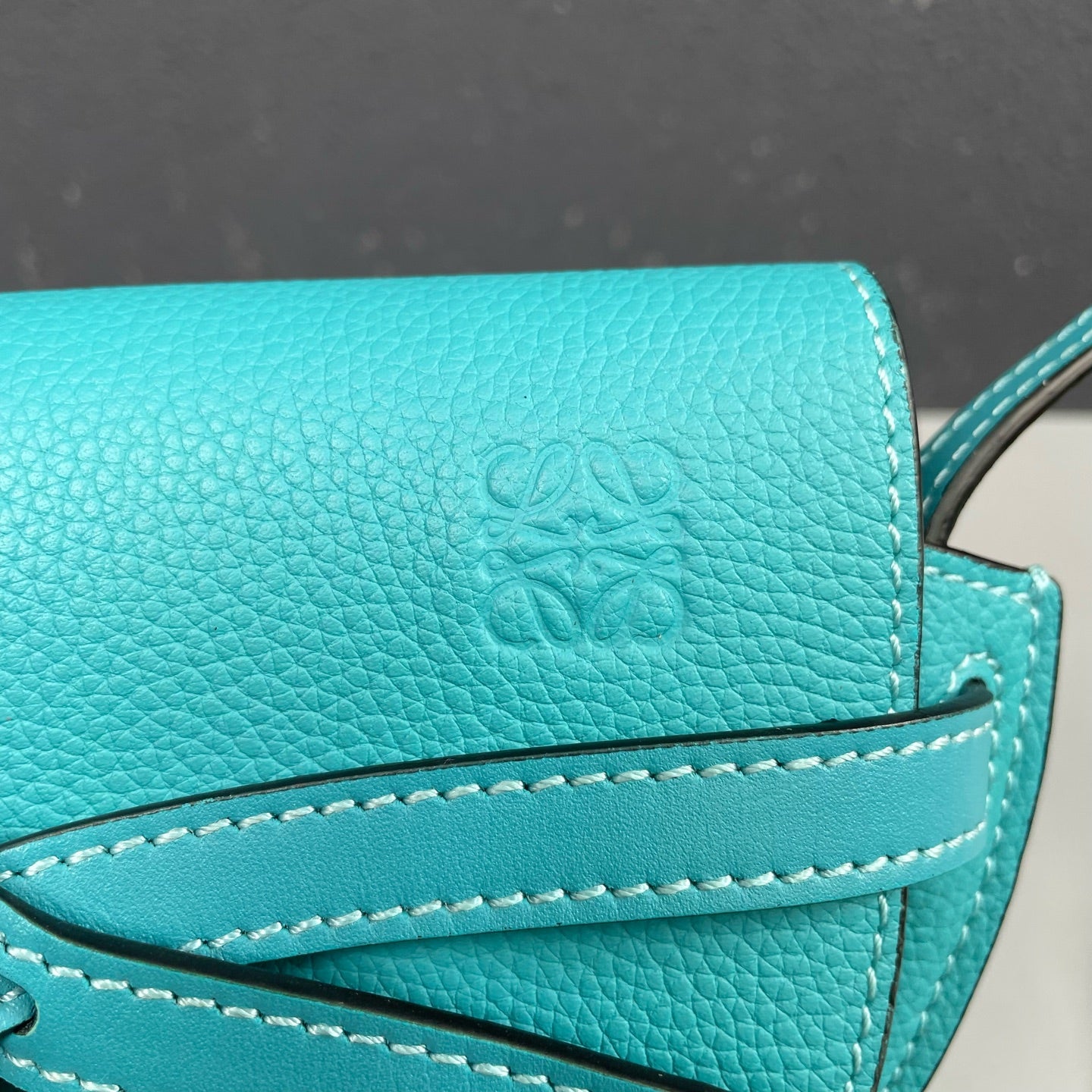 Loewe - Gate Mini Saddle Bag - Grained leather - Lake Blue - (mini)