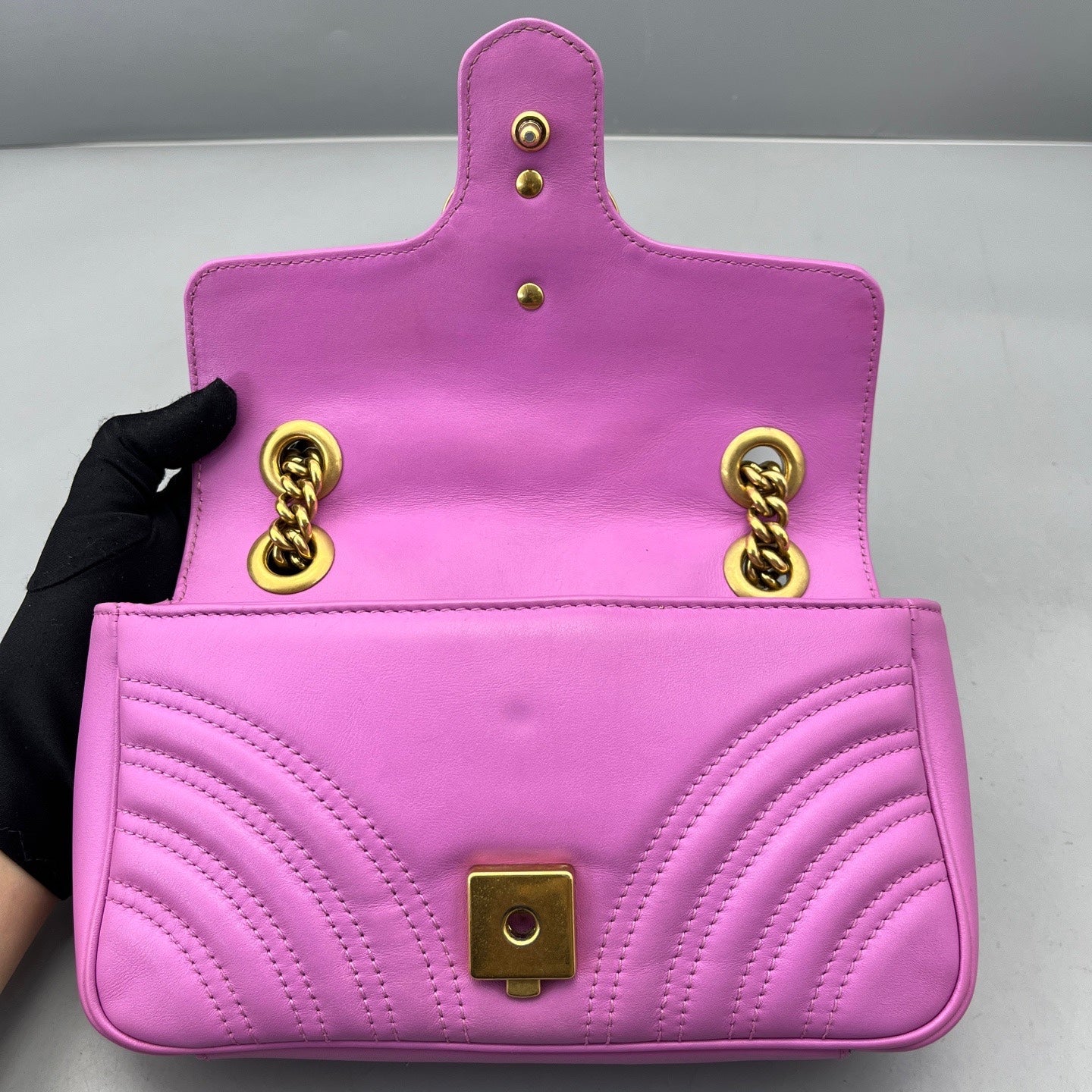 Gucci - Marmont 22 Chain Bag - Leather - Purple - (Mini)