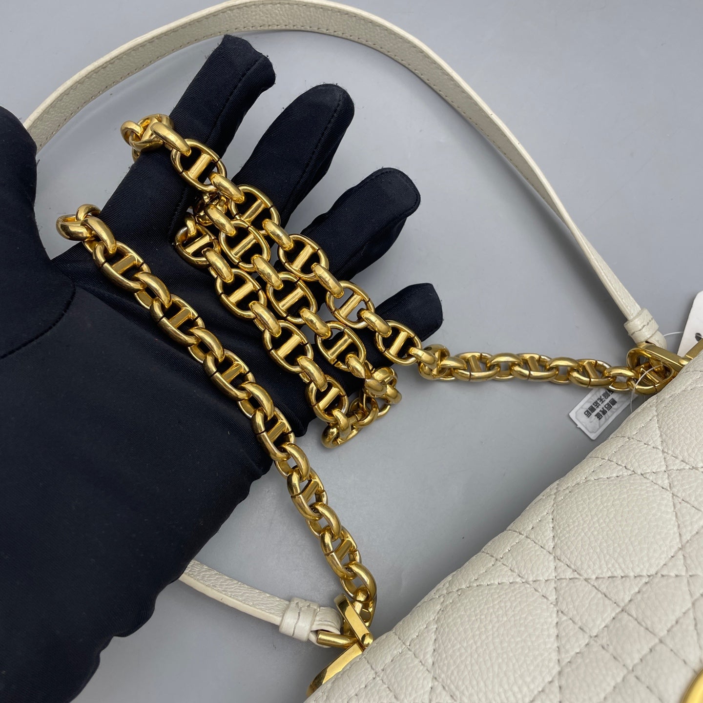 Dior - Miss Caro Chain Bag - Grained leather - White - (mini)