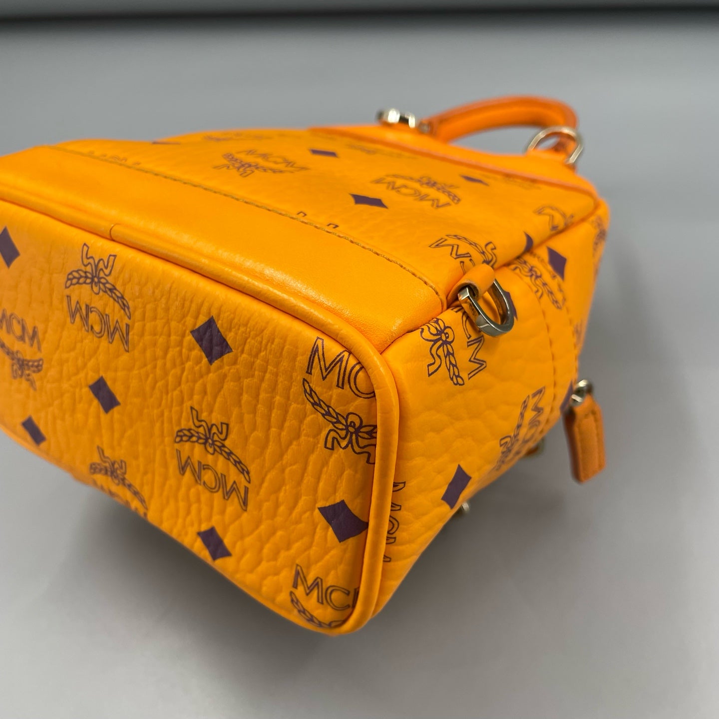 MCM - Stark Visetos Mini Backpack - Visetos coated canvas with leather trim - Orange - (mini)