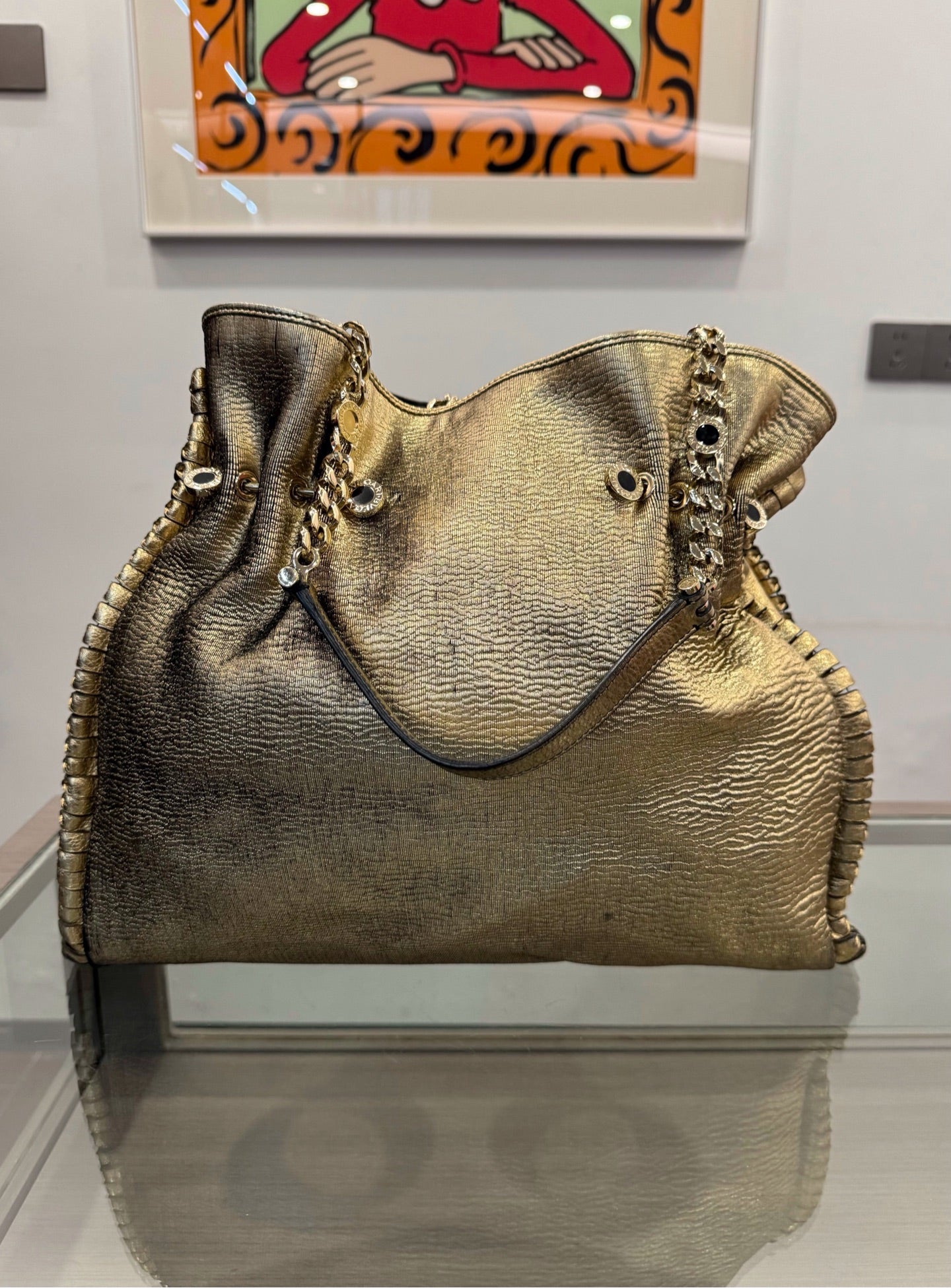 Bvlgari - Chain Letter Logo Hobo Bag - Metallic leather - Gold - (medium)