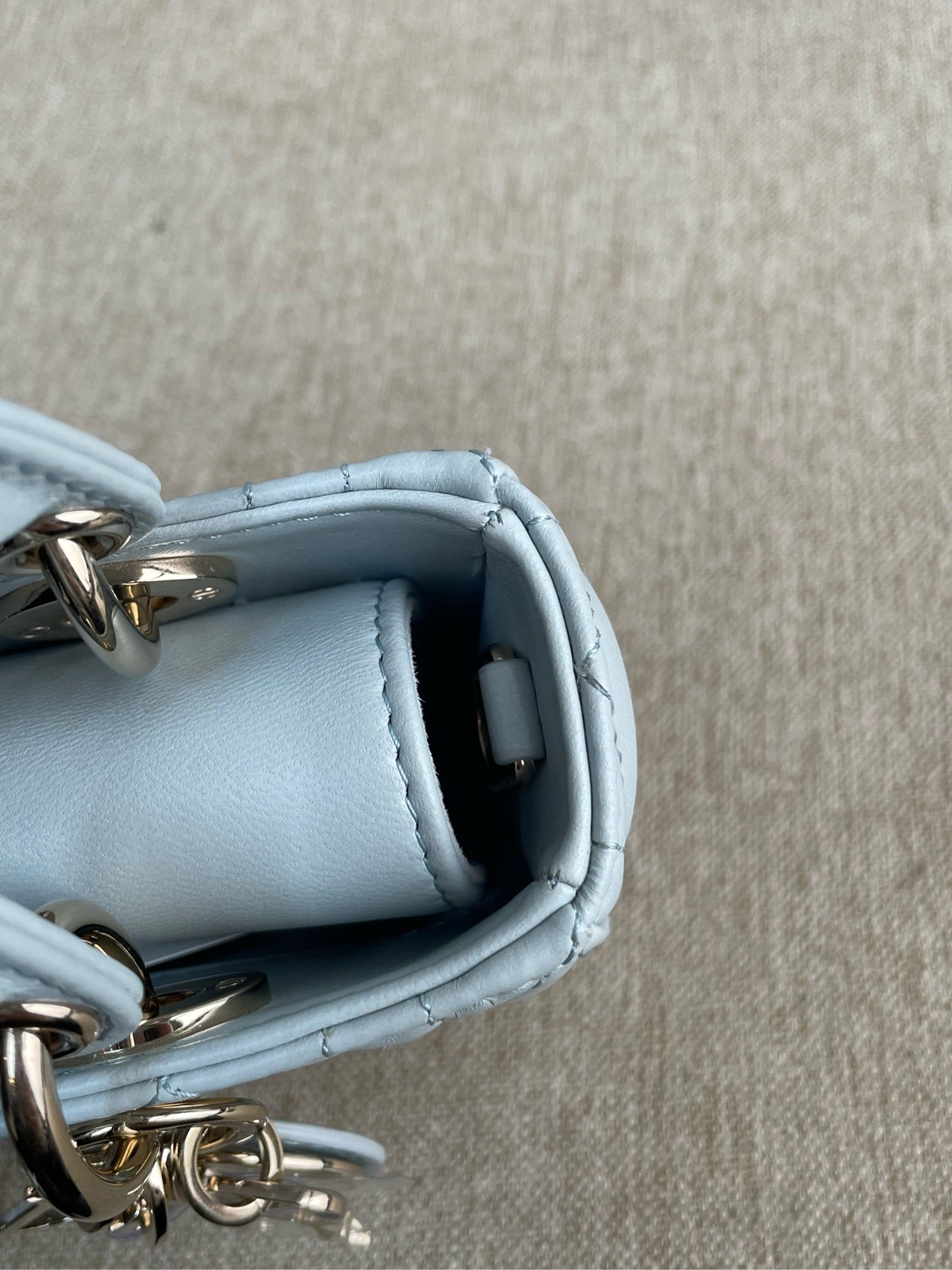 Dior - Lady Dior Horizontal Mini - Lambskin leather - Light Blue with Gold-Tone Hardware - (mini)
