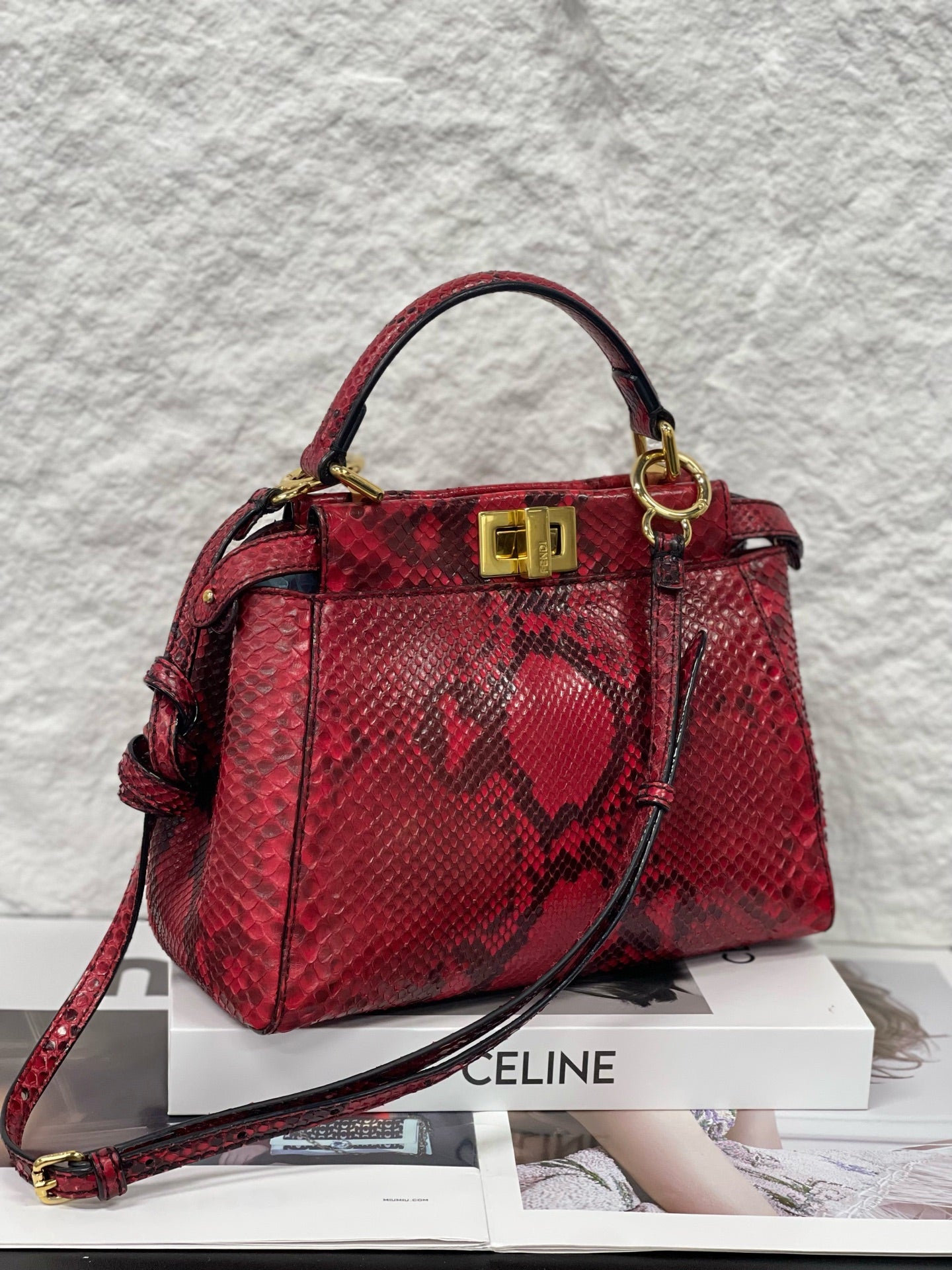 Fendi - Peekaboo - Python leather - Red - (Small)
