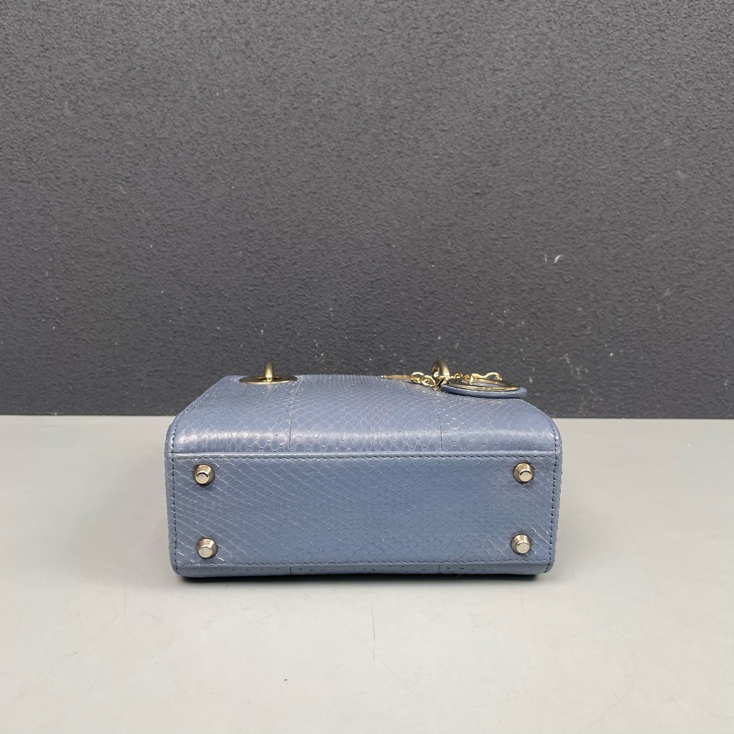 Dior - Lady Dior Mini - Python leather - Dusty Blue with Gold-Tone Hardware - (mini)
