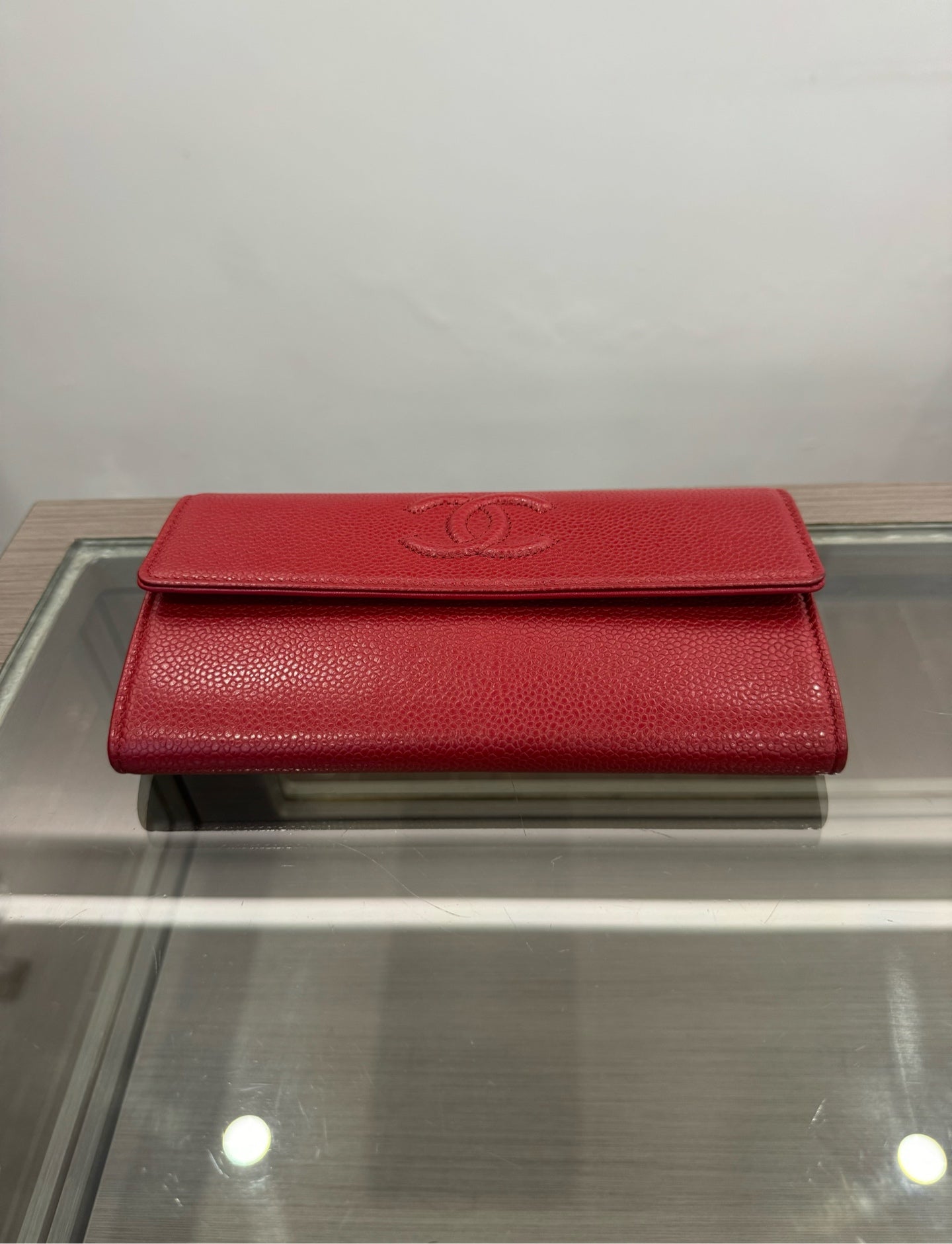 Chanel - Classic Flap Long Wallet - Caviar leather - Red - (medium)