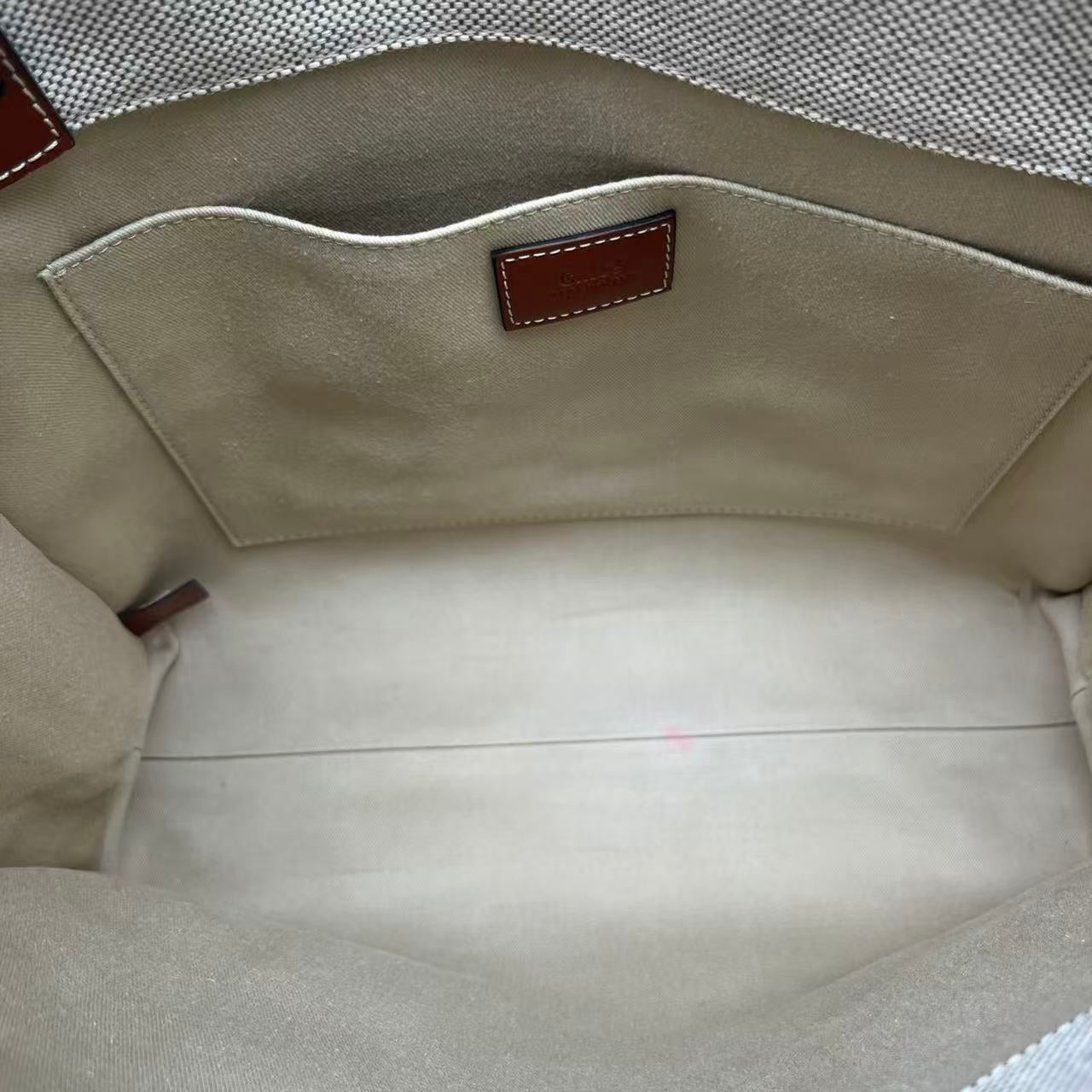 Chloe - Woody Tote Bag - Canvas with Leather Trim - Beige and Brown - (medium)