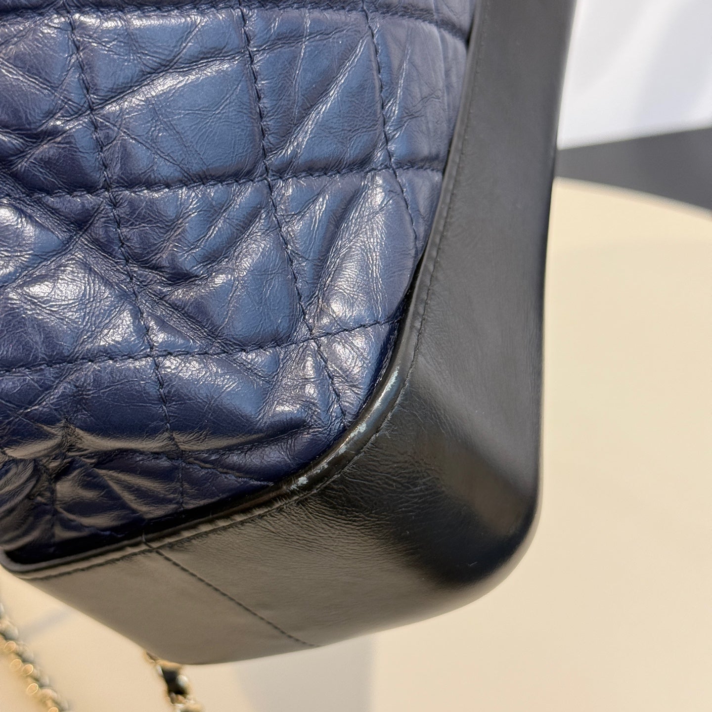 Chanel - Gabrielle Backpack - Aged Calfskin Leather - Blue and Black - (Medium)