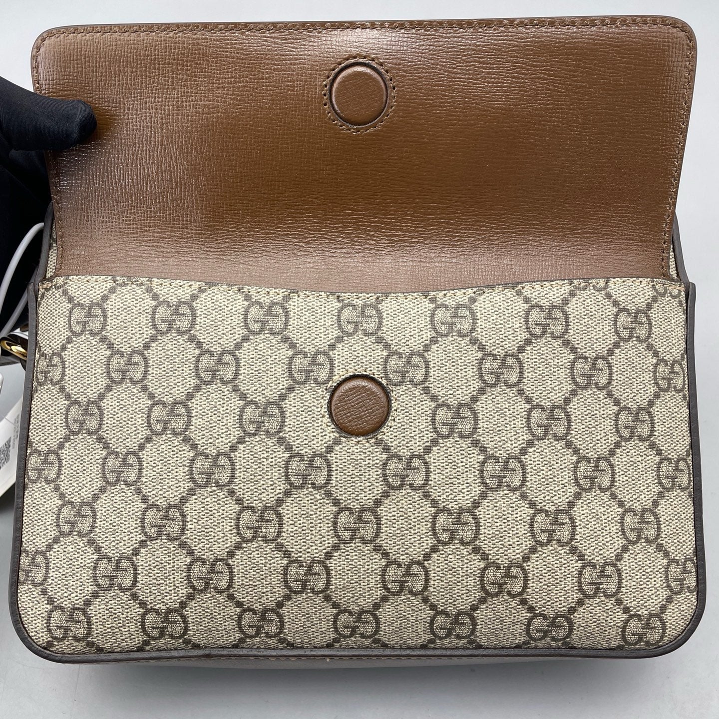 Gucci - 1955 Horsebit Camera Bag - GG Supreme canvas with leather trim - Brown - (small)
