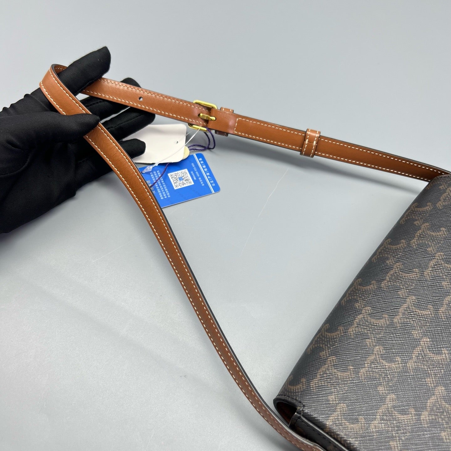 Celine - Triomphe Shoulder Bag - Triomphe coated canvas with leather trim - Brown - (mini)
