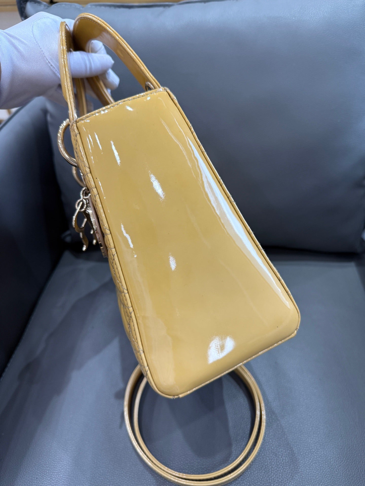 Dior - Lady Dior - Patent leather - Beige - (Medium)