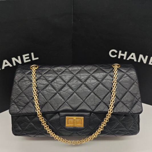 Chanel - Reissue 2.55 Flap Bag - Aged calfskin leather - Black - (Large)