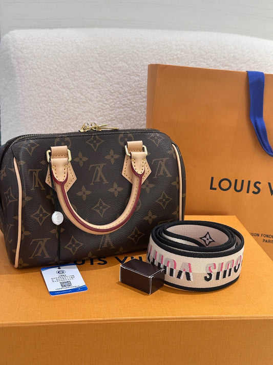 Louis Vuitton - Speedy Bandouliere 20 - Monogram coated canvas with natural Vachetta leather trim - Brown - (mini)