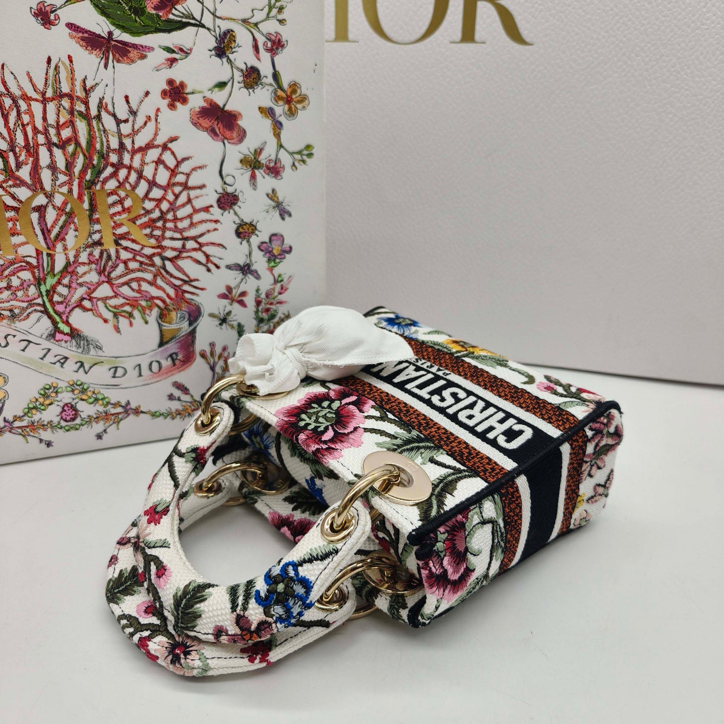 Dior - Lady D-Lite - Embroidered canvas - White with Multicolour embroidery - (Mini)