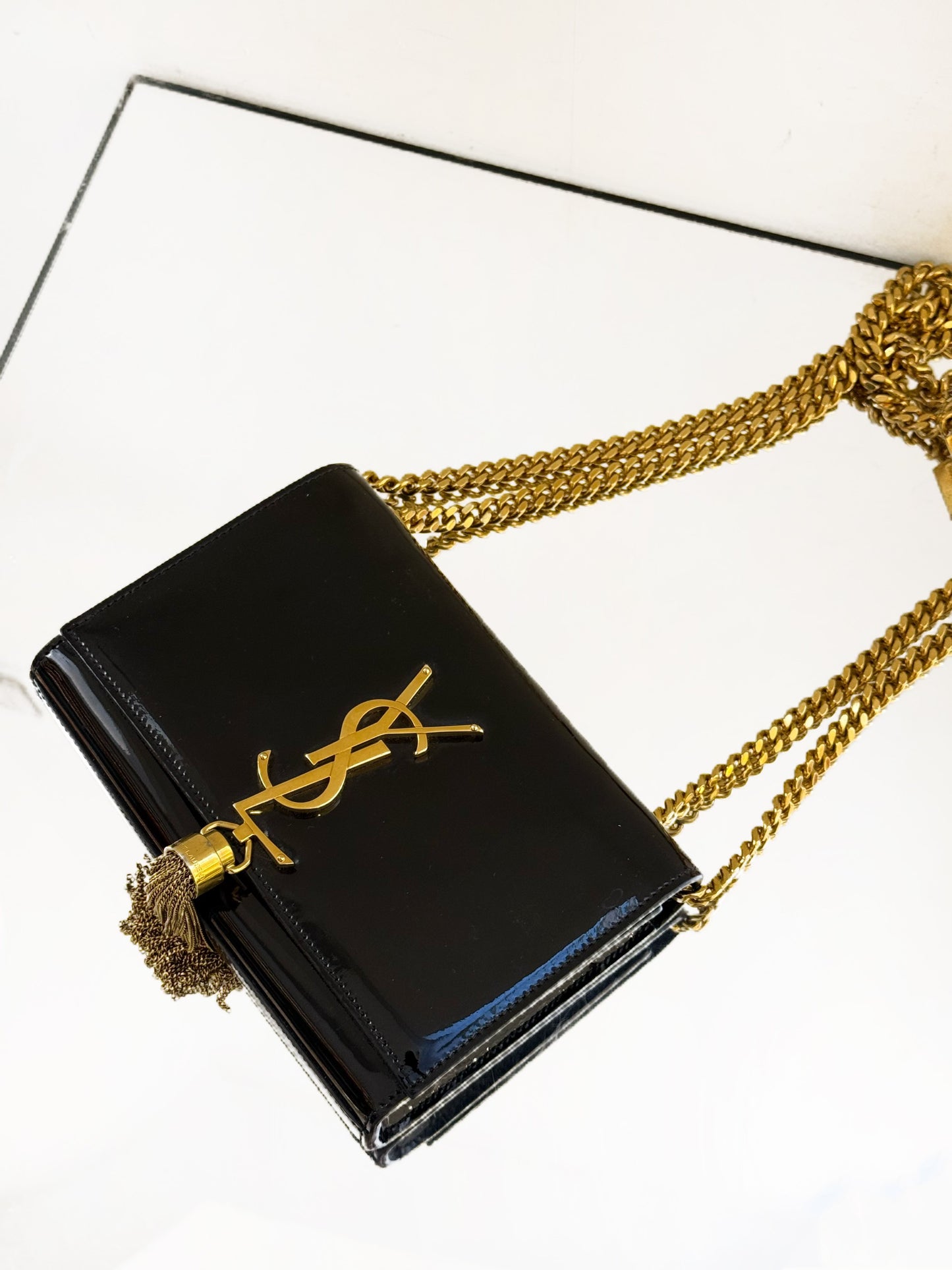 Saint Laurent - Kate Mini Tassel Chain Bag - Patent leather - Black - (mini)