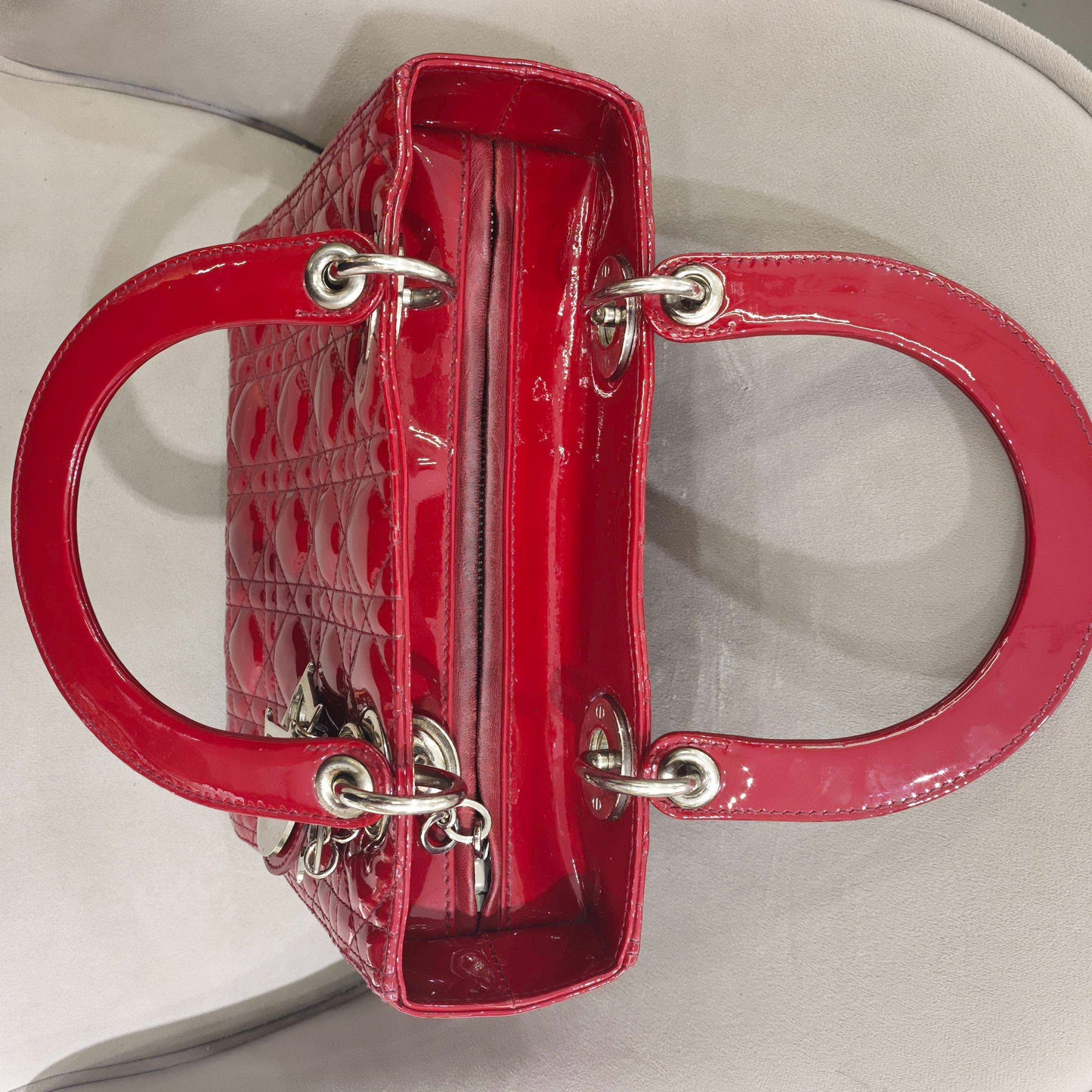 Dior - Lady Dior Medium - Patent leather - Red - (medium)