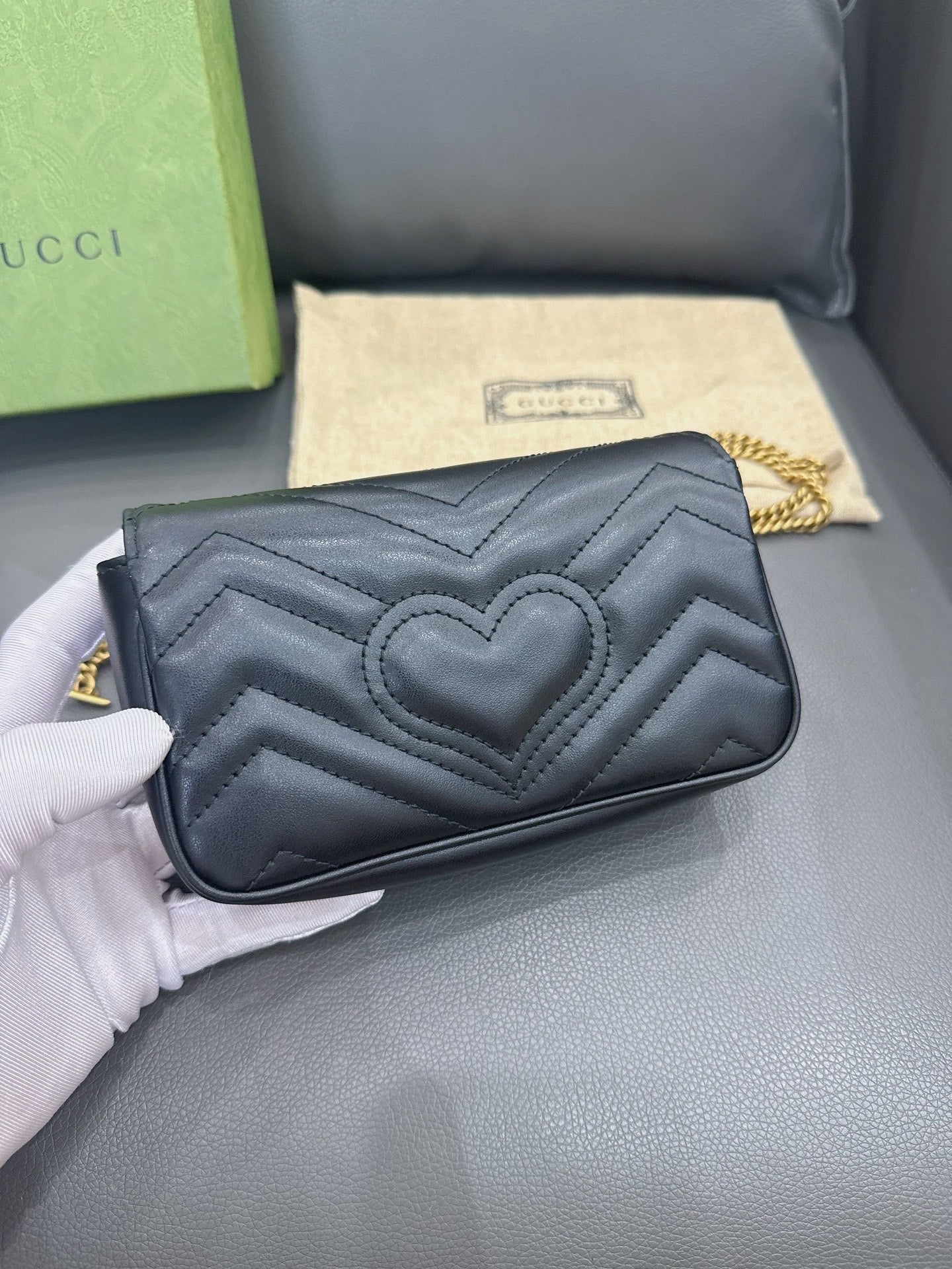 Gucci - Marmont Mini Flap Bag - Leather - Black - (mini)