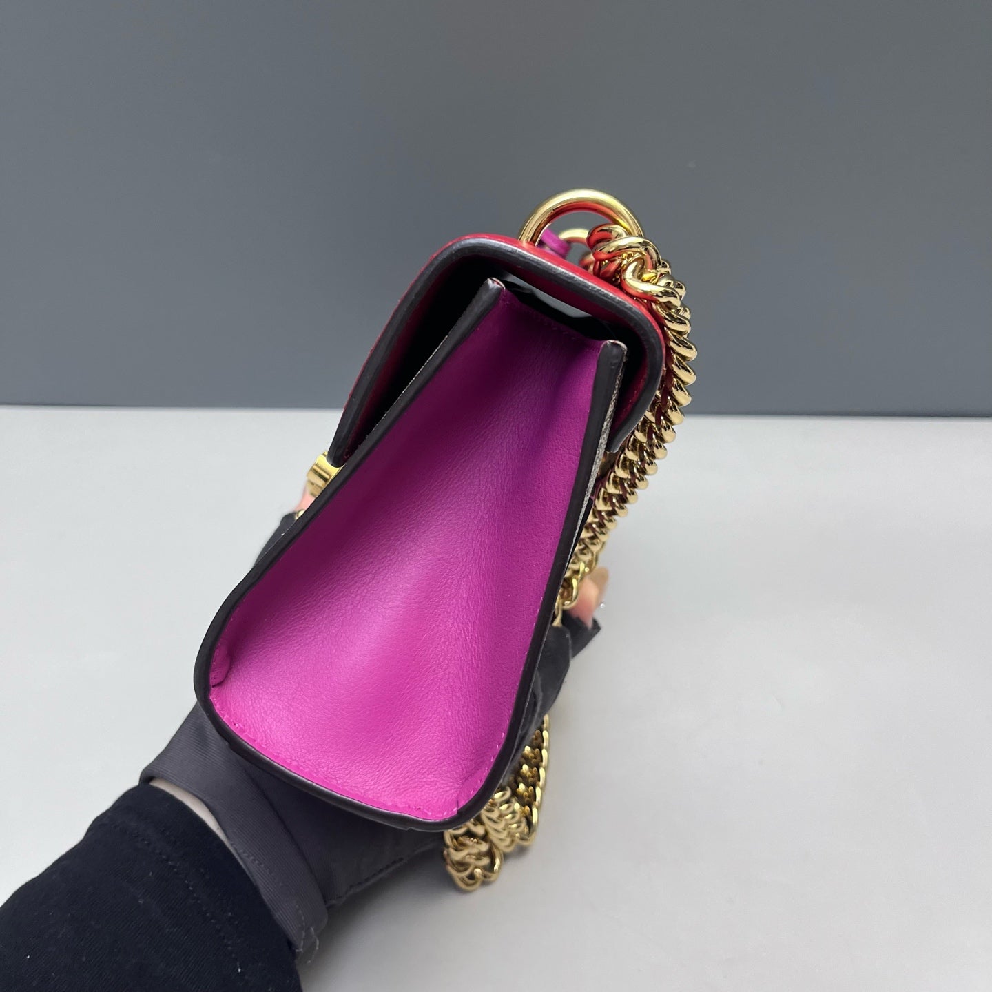Gucci - Padlock Shoulder Bag - GG Supreme canvas with leather trim - Beige, Red, and Fuchsia - (small)