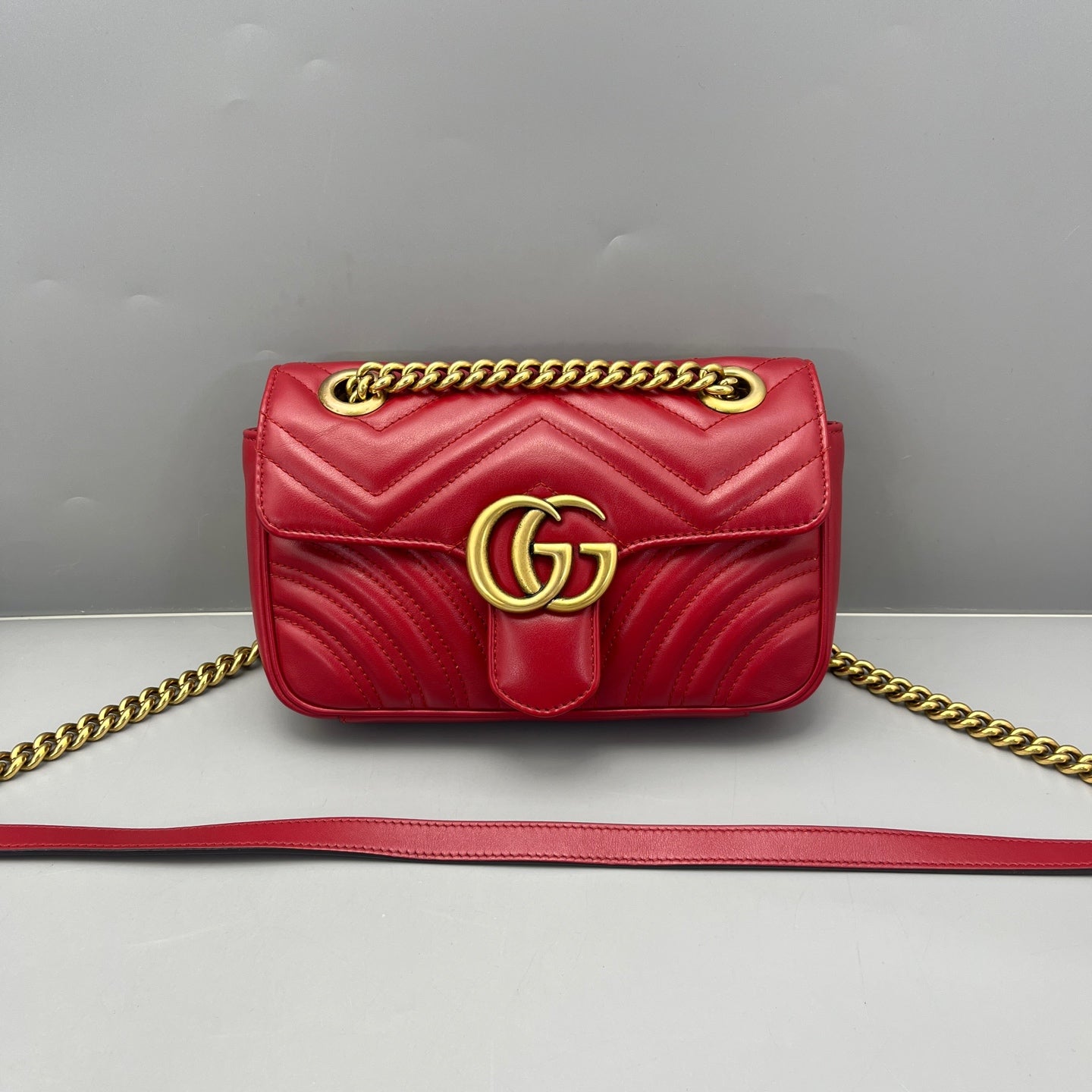 Gucci - GG Marmont Matelassé Mini Bag - Leather - Red - (mini)