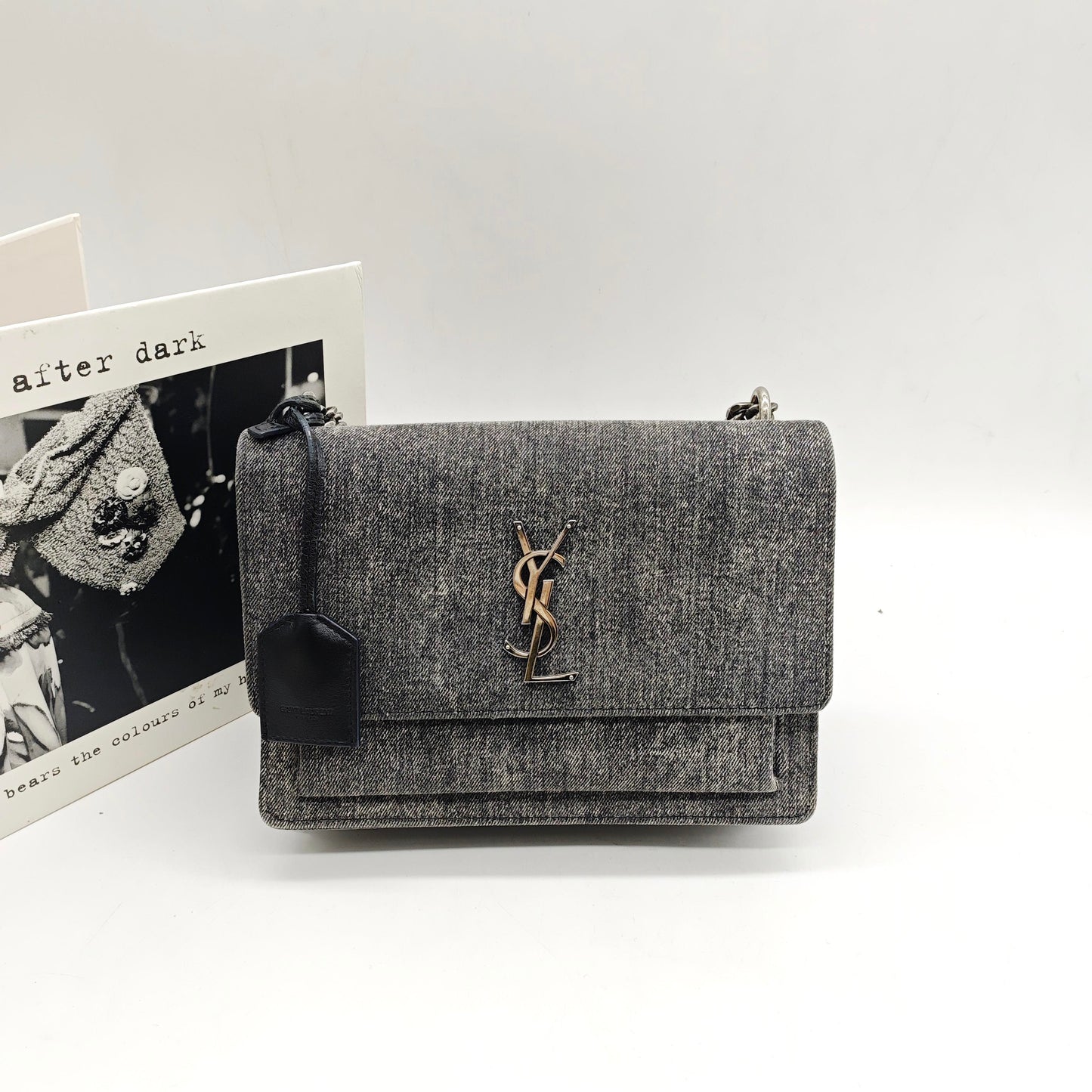Saint Laurent - Sunset Bag - Denim - Jeans - Grey - (small)