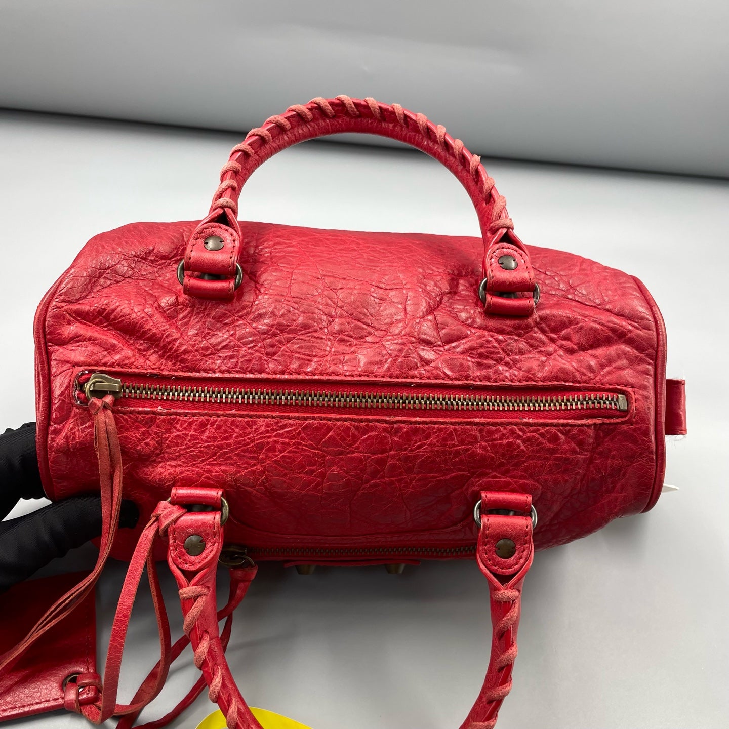 Balenciaga - Boston Motorcycle Bag 241511L5967 - Distressed lambskin leather - Red - (Small)