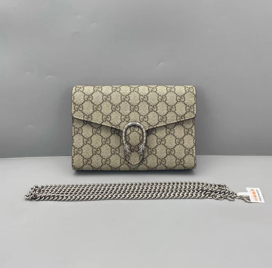 Gucci - Dionysus Wallet on Chain (WOC) - GG Supreme coated canvas with leather trim - Beige - (mini)
