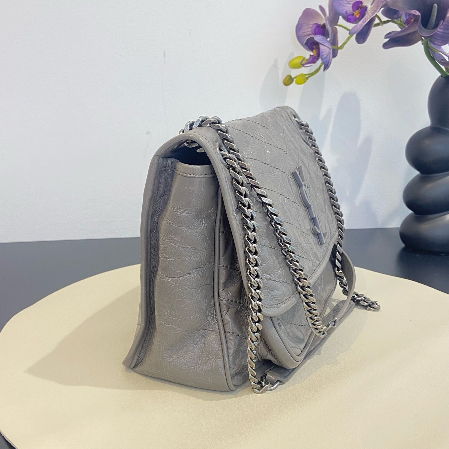 Saint Laurent - Niki Medium - Leather - Grey - (medium)
