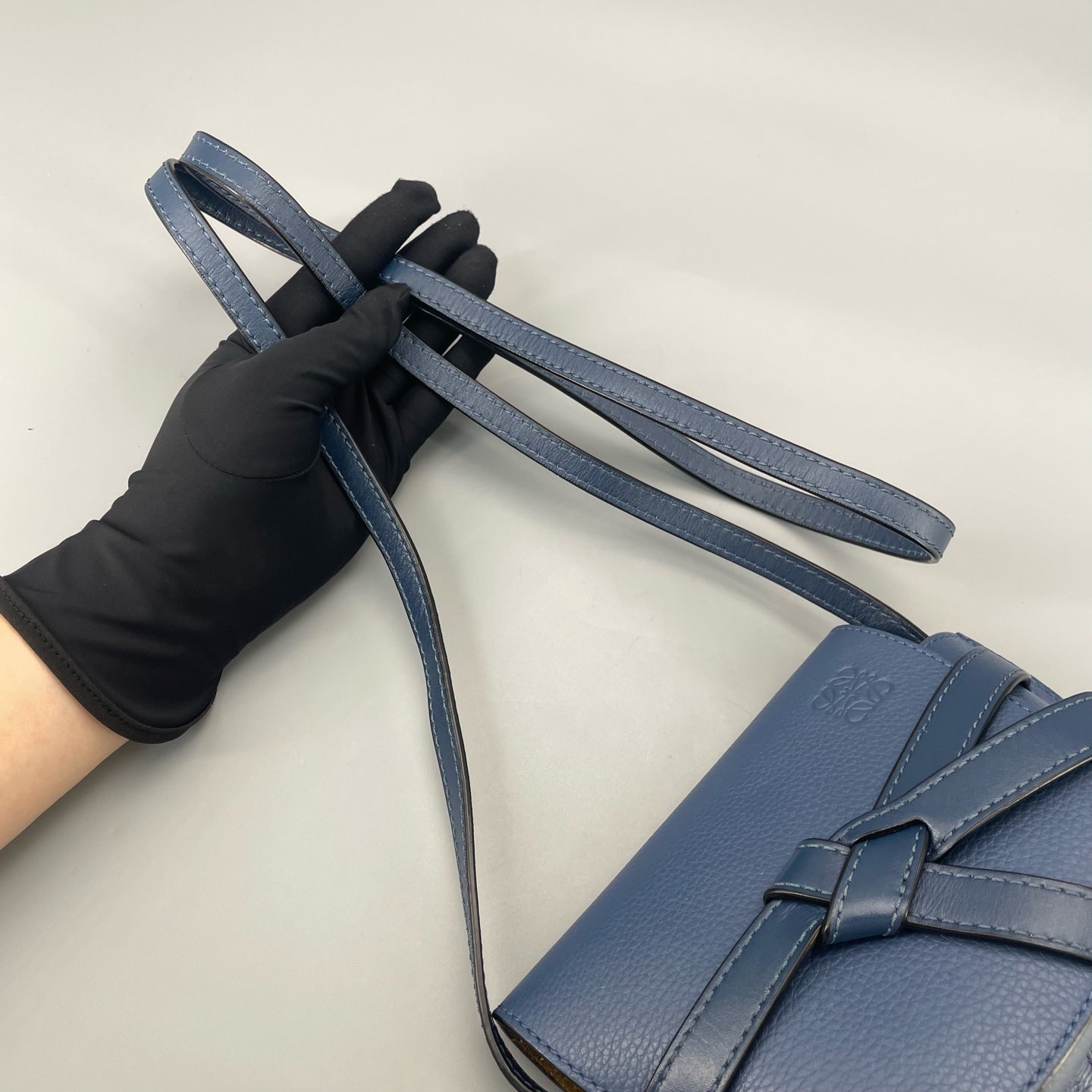 Loewe - Gate Mini Saddle Bag - Grained leather - Blue - (mini)