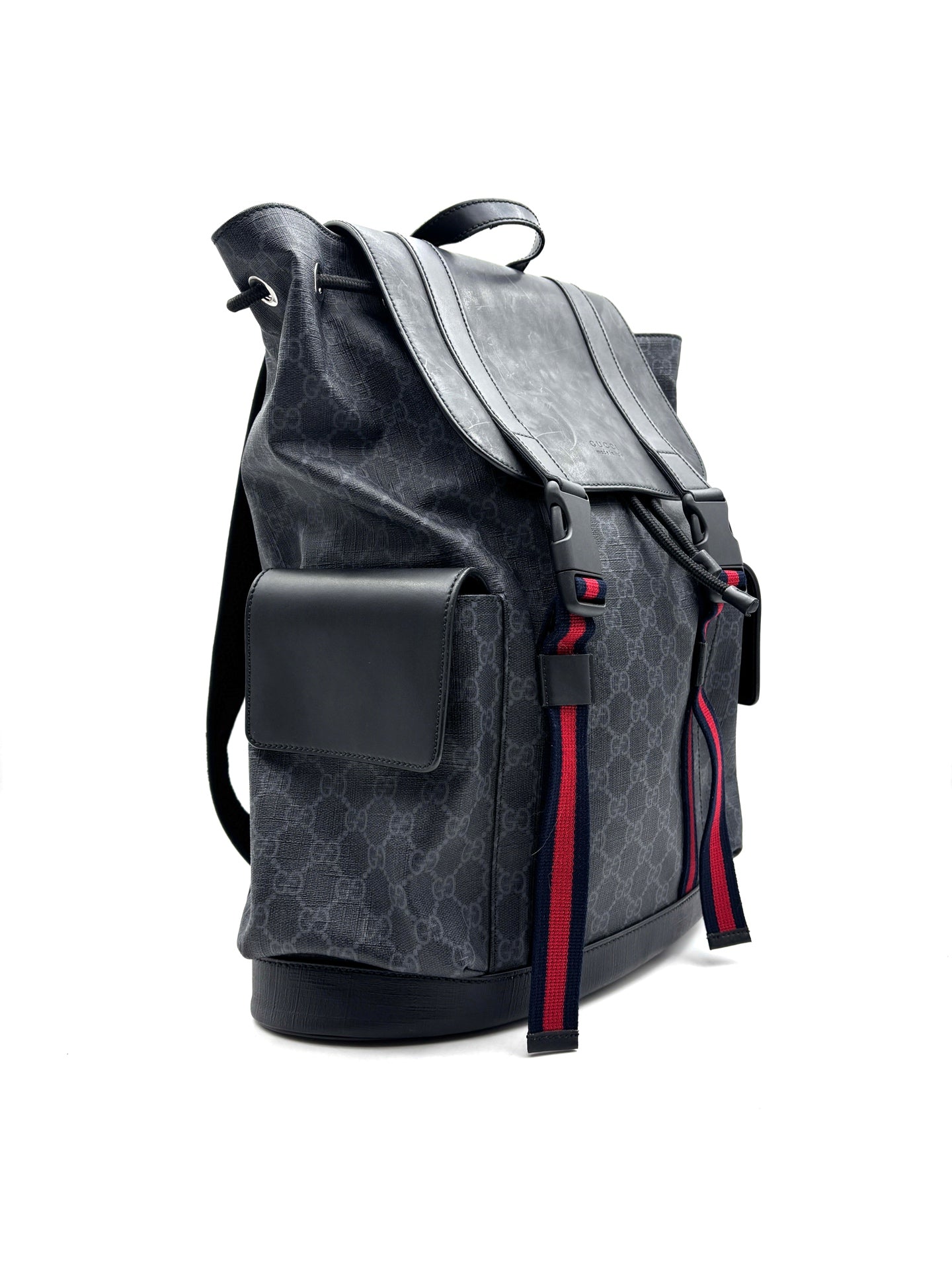 Gucci - GG Supreme Canvas Backpack - Canvas and leather patchwork - Black and Grey - (large)