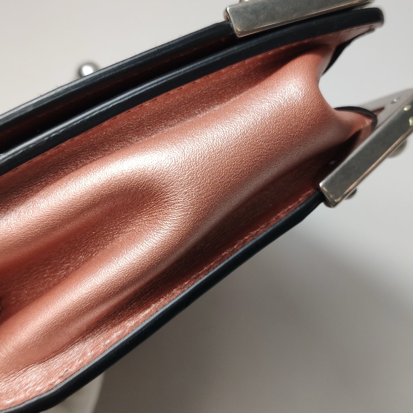 Prada - Cahier Small Box Bag - Saffiano leather and smooth leather - Metallic Rose Gold and Black - (small)
