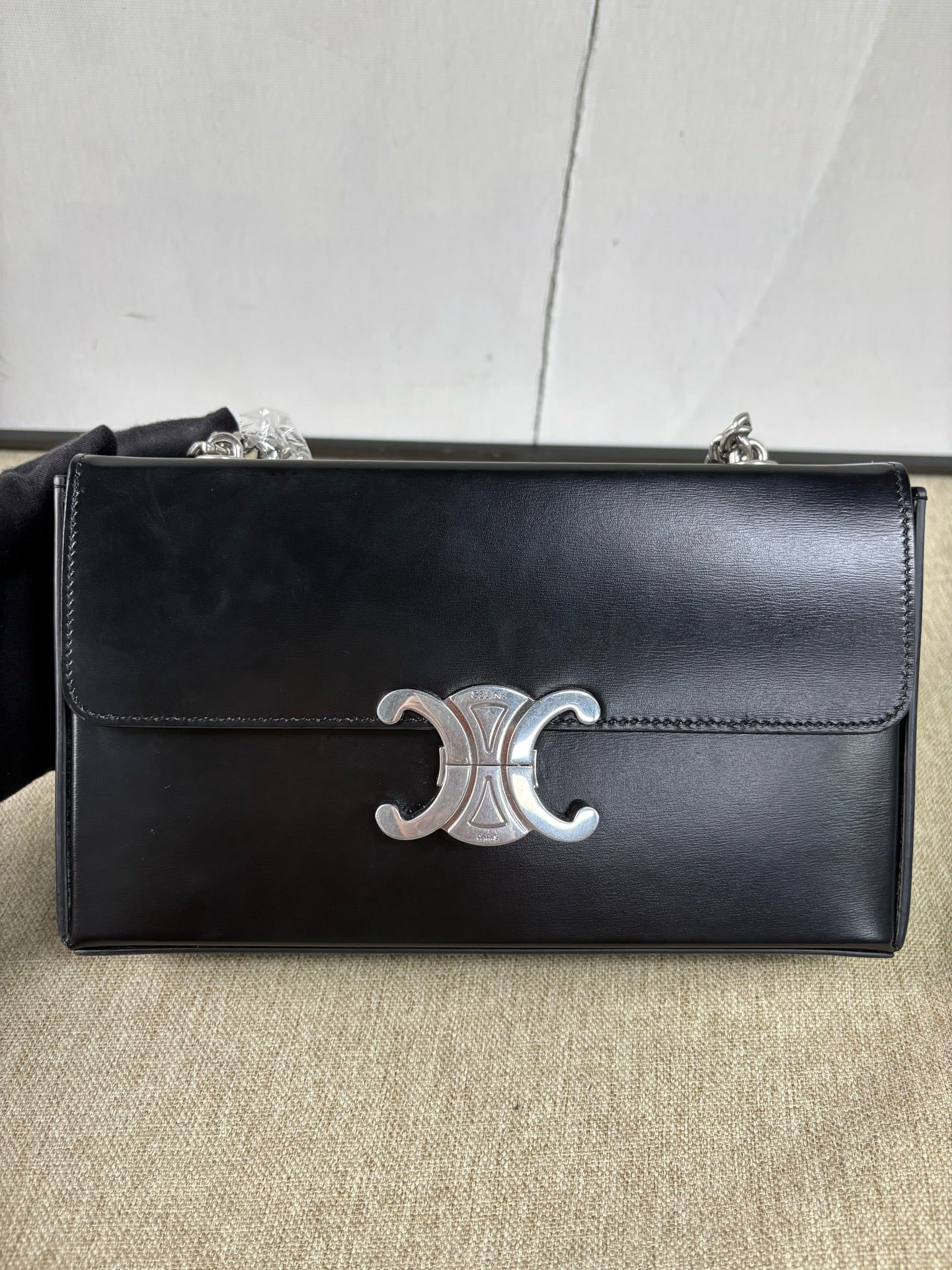 Celine - Triomphe Shoulder Bag - Leather - Black - (mini)
