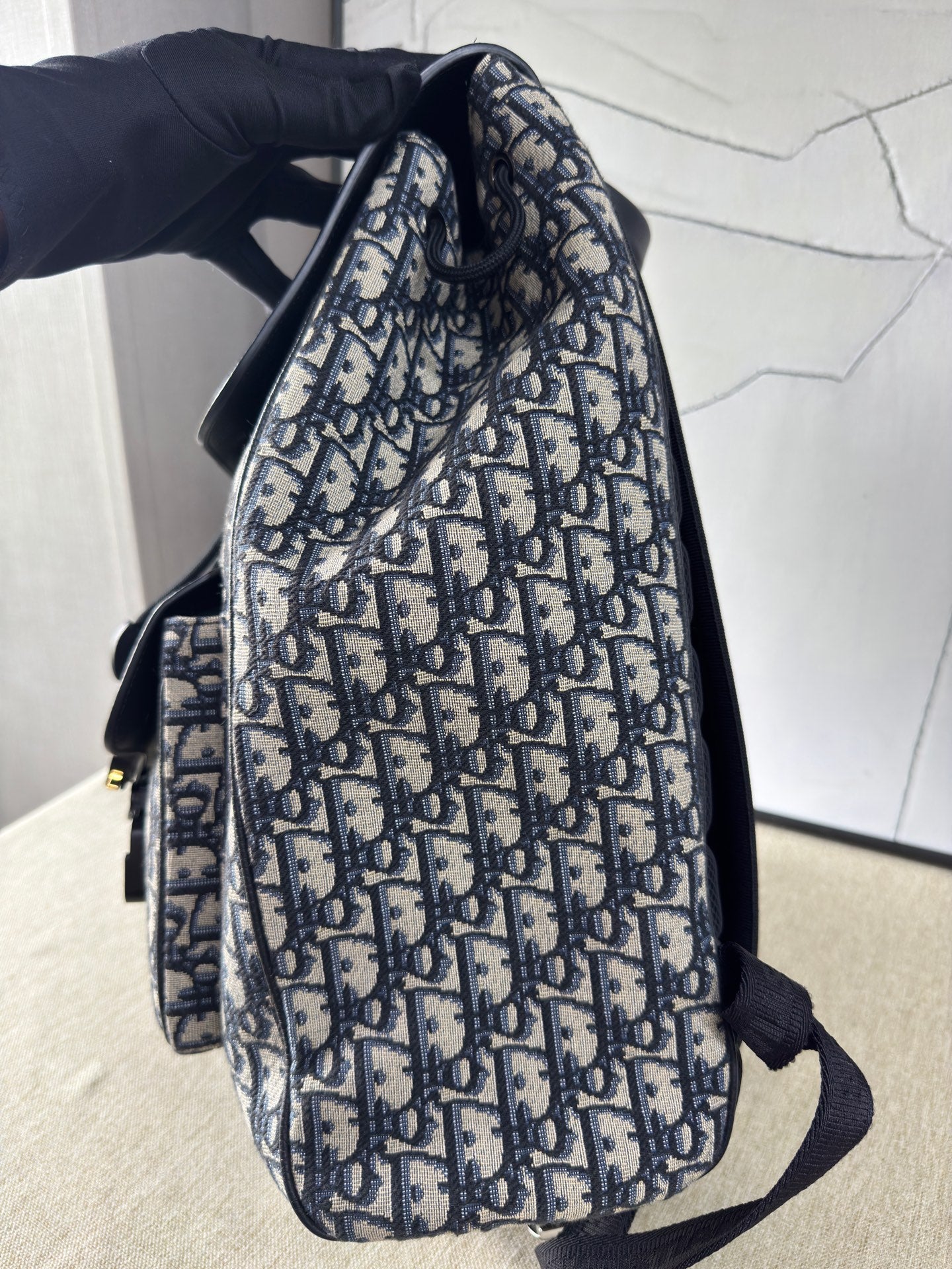 Dior - Rider Backpack - Embroidered canvas and grained leather - Blue - (medium)