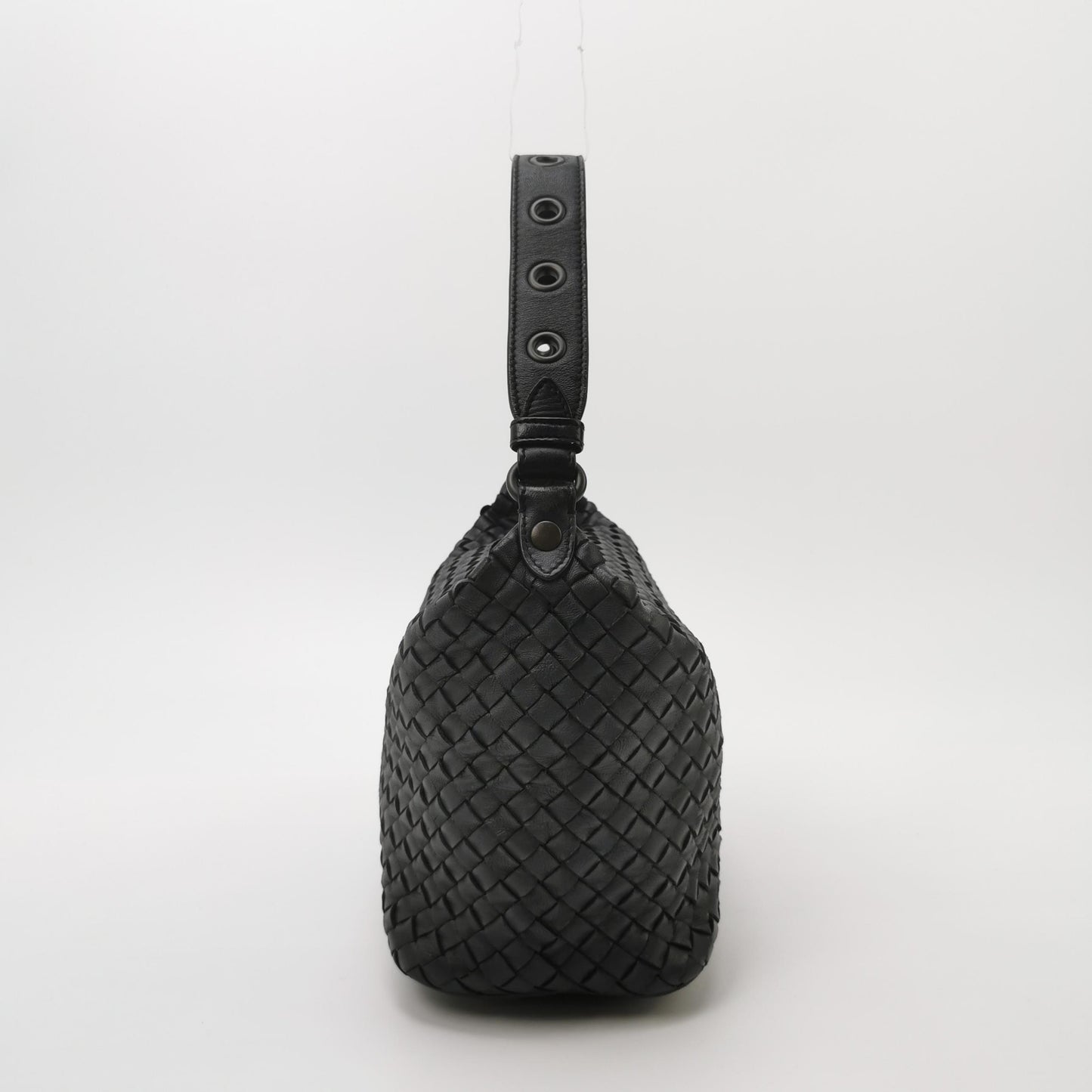 Bottega Veneta - Intrecciato Shoulder Bag - Lambskin leather - Black - (Medium)