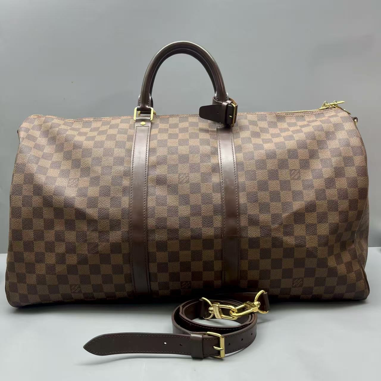 Louis Vuitton - Keepall 55 - Coated canvas with leather trim - Brown - (Large)