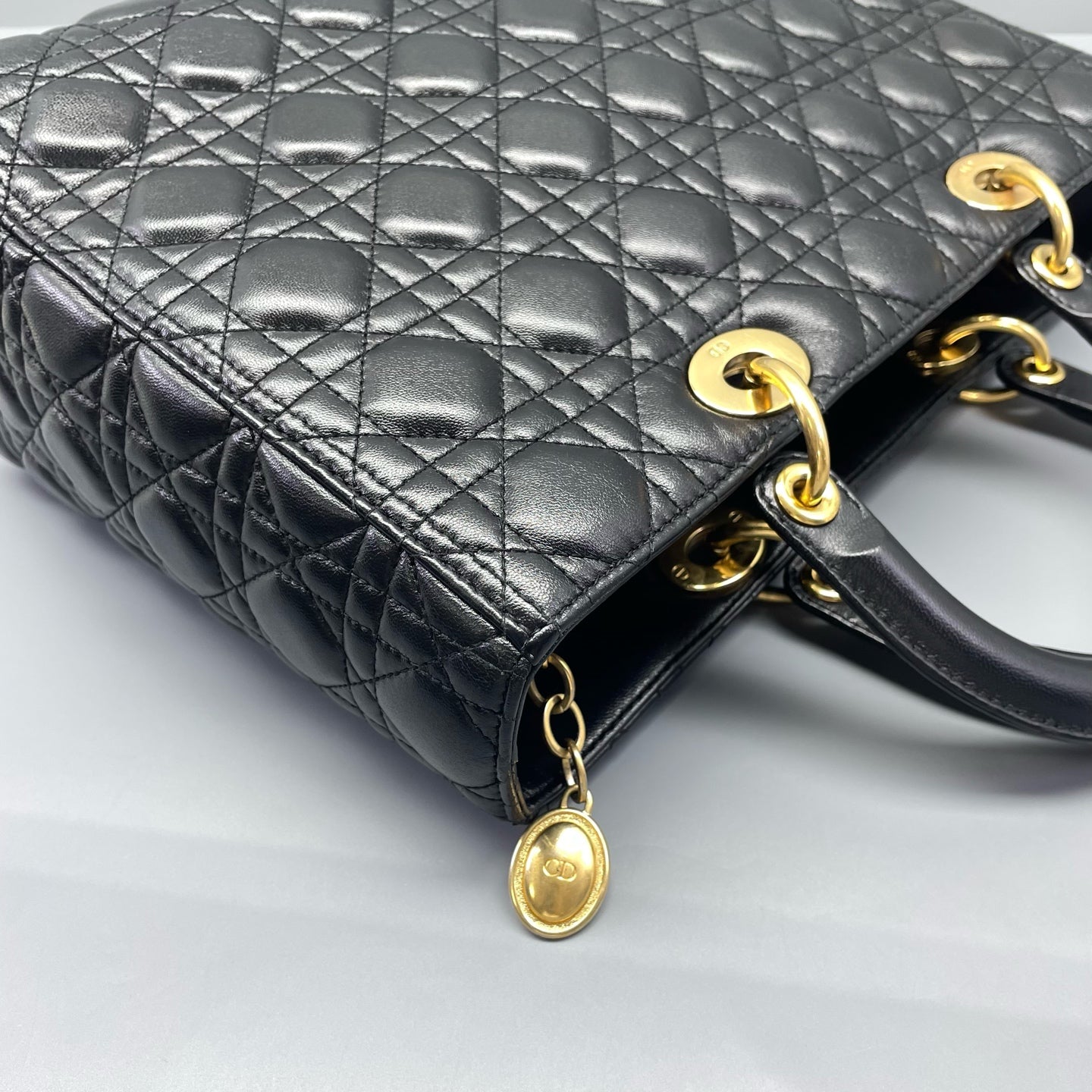 Dior - Lady Dior Large - Lambskin leather - Black - (Large)