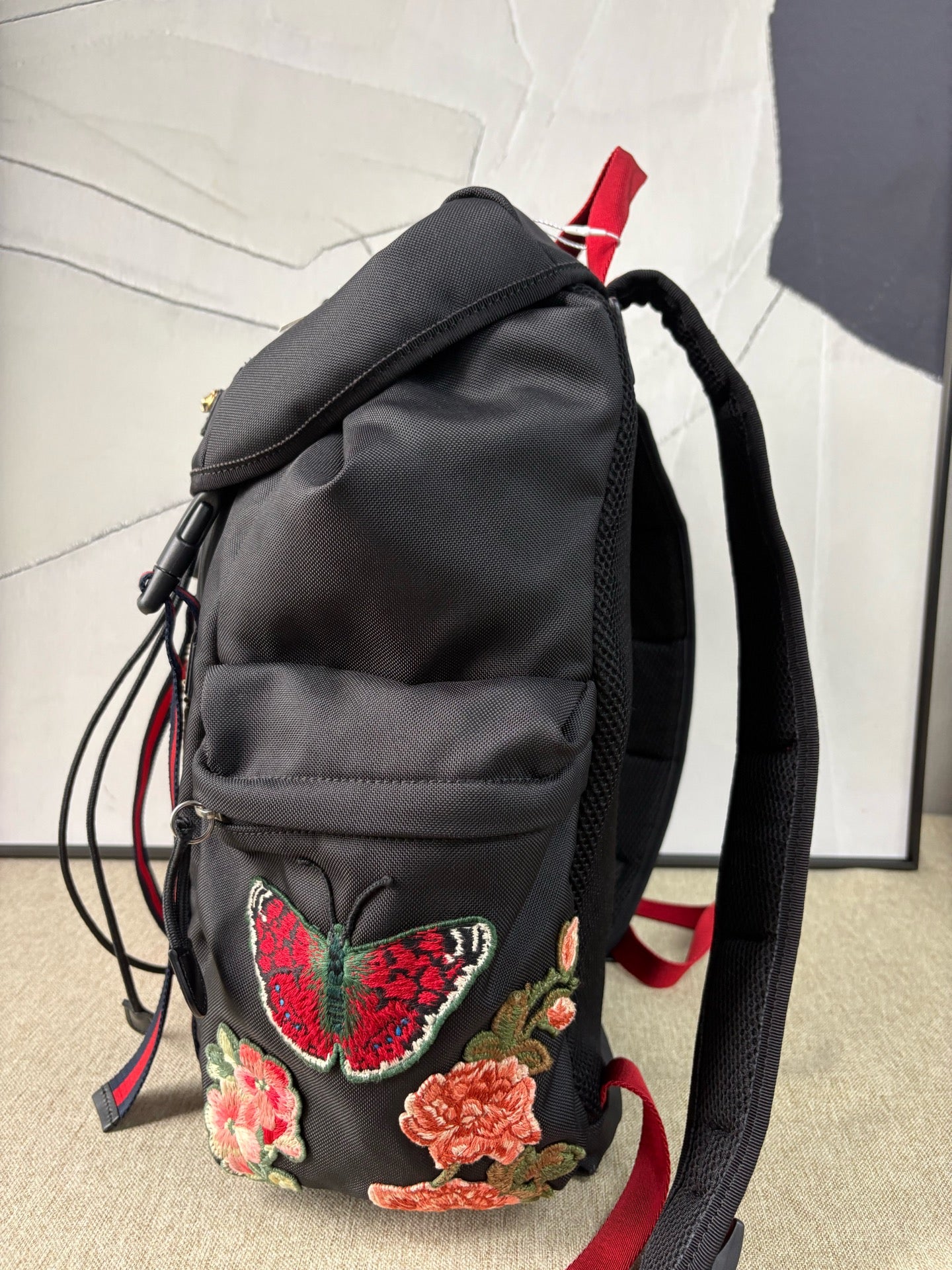 Gucci - Tiger Head Embroidered Backpack - Canvas - Black - (Medium)