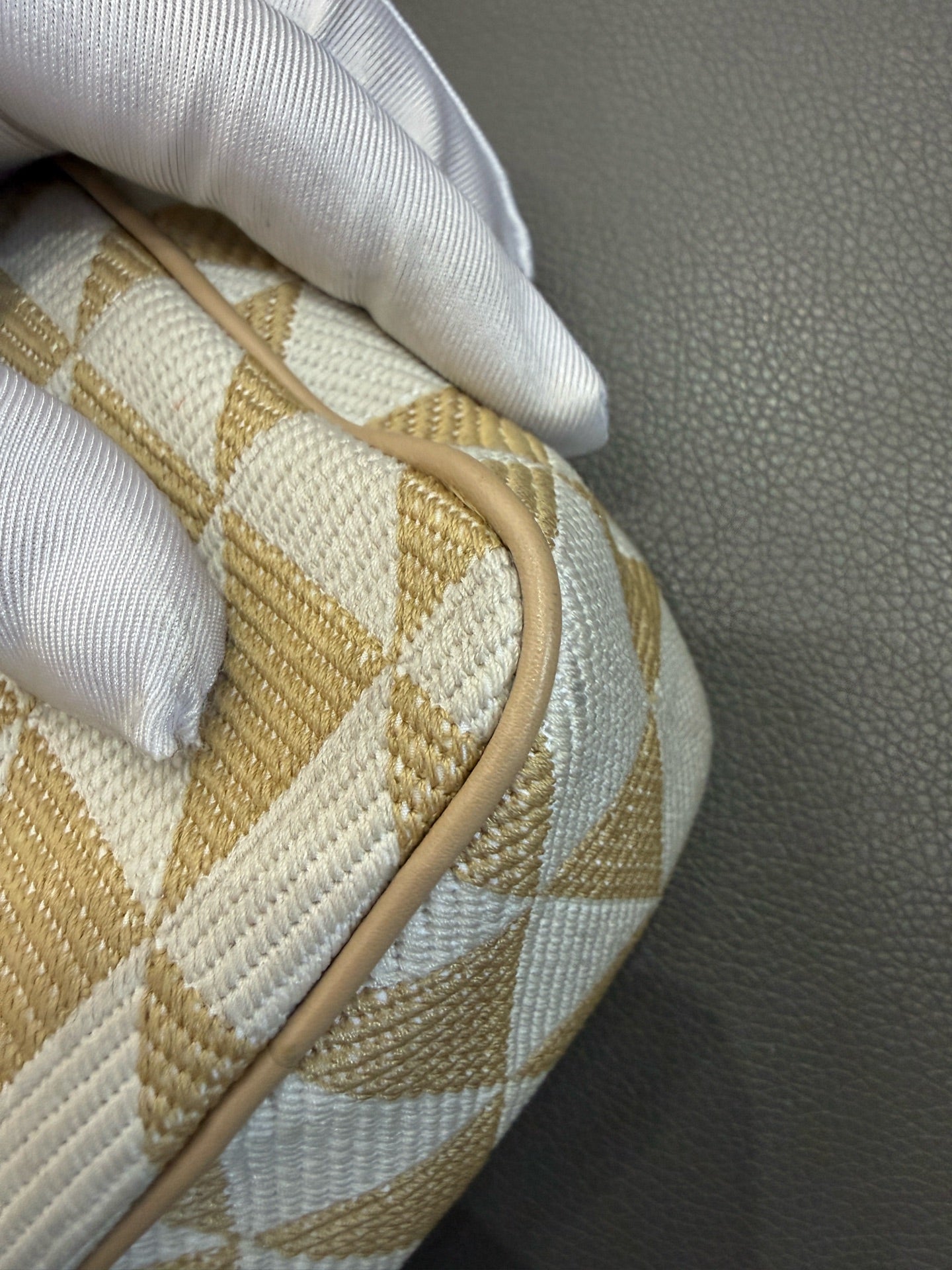 Prada - Triangle Bag - Cloth and Leather - Beige - (mini)