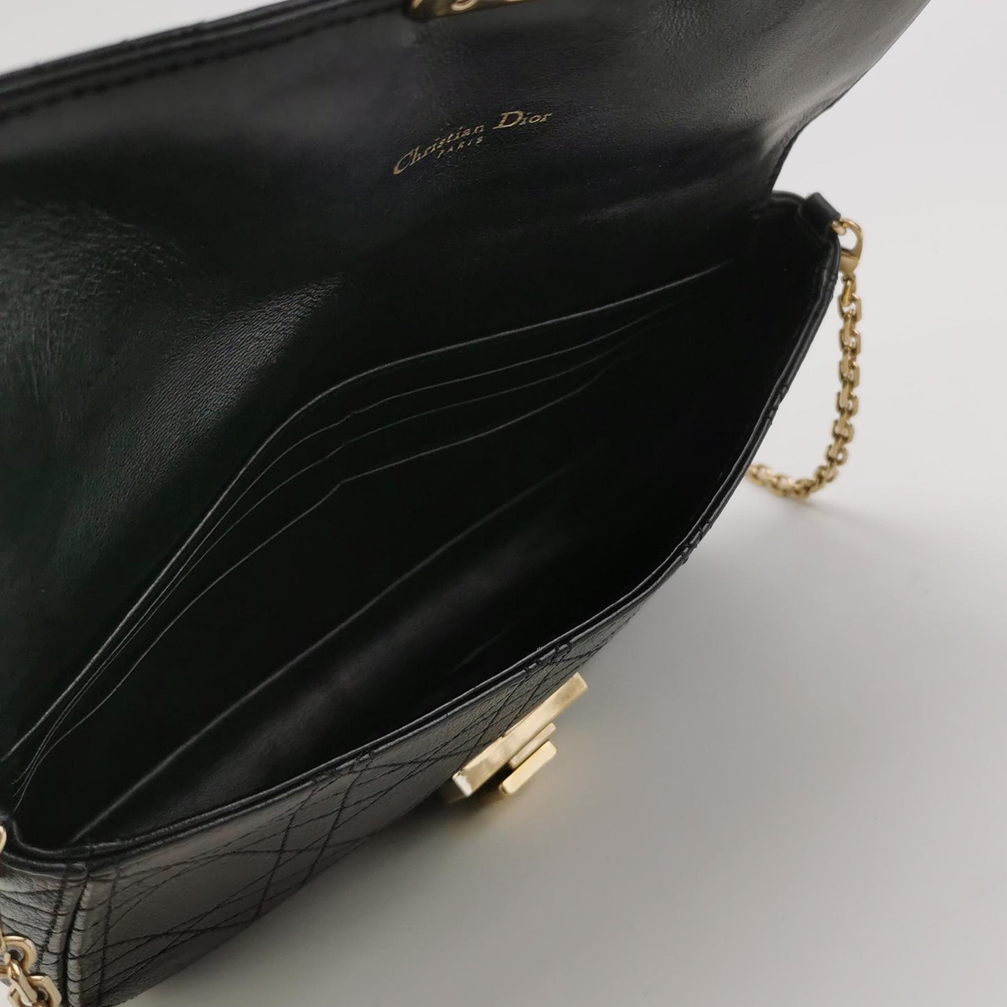 Dior - Cannage Chain Flap Bag - Leather - Black - (mini)