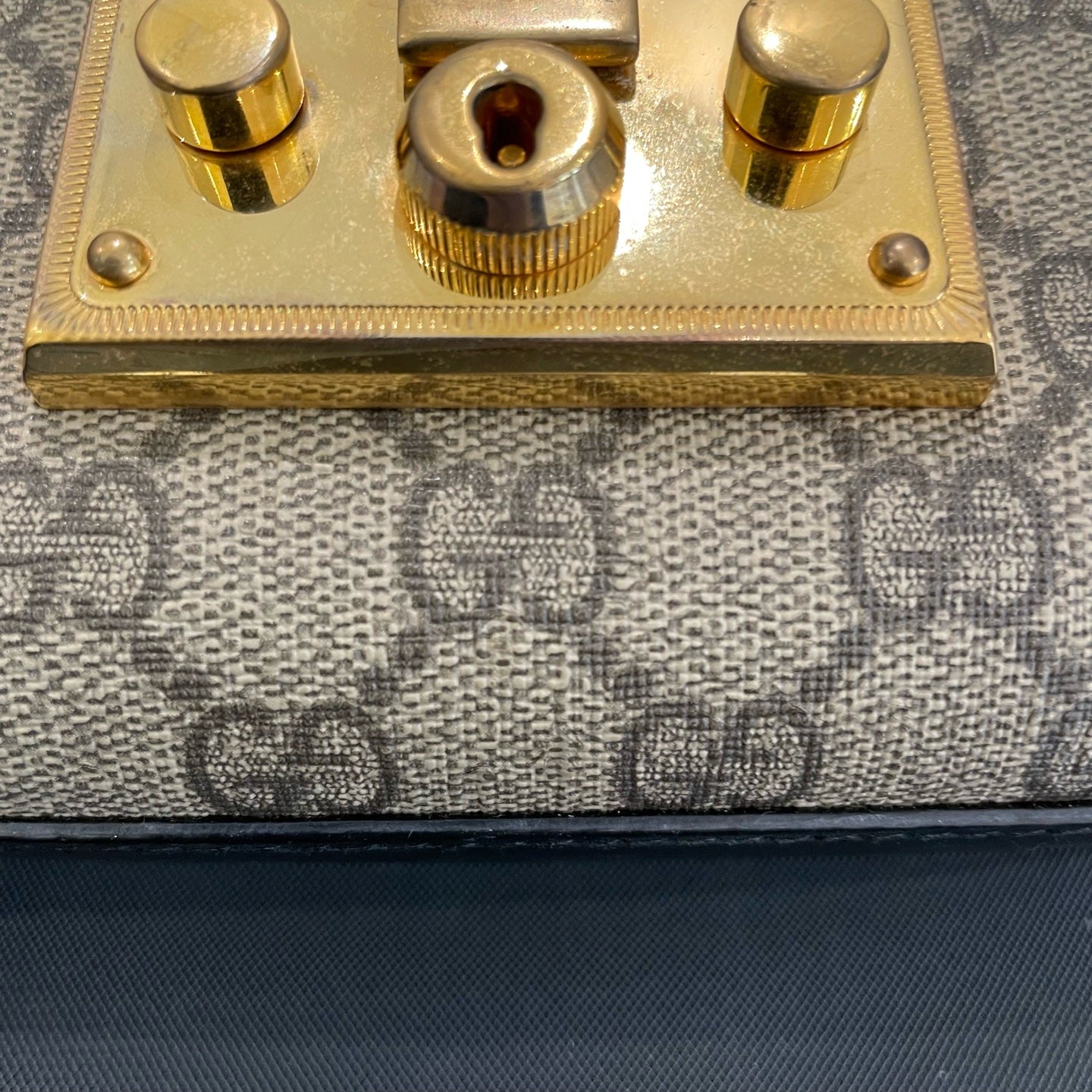 Gucci - Padlock Small Shoulder Bag - GG Supreme canvas with leather trim - Beige and Ebony with Black and Brown accents - (small)