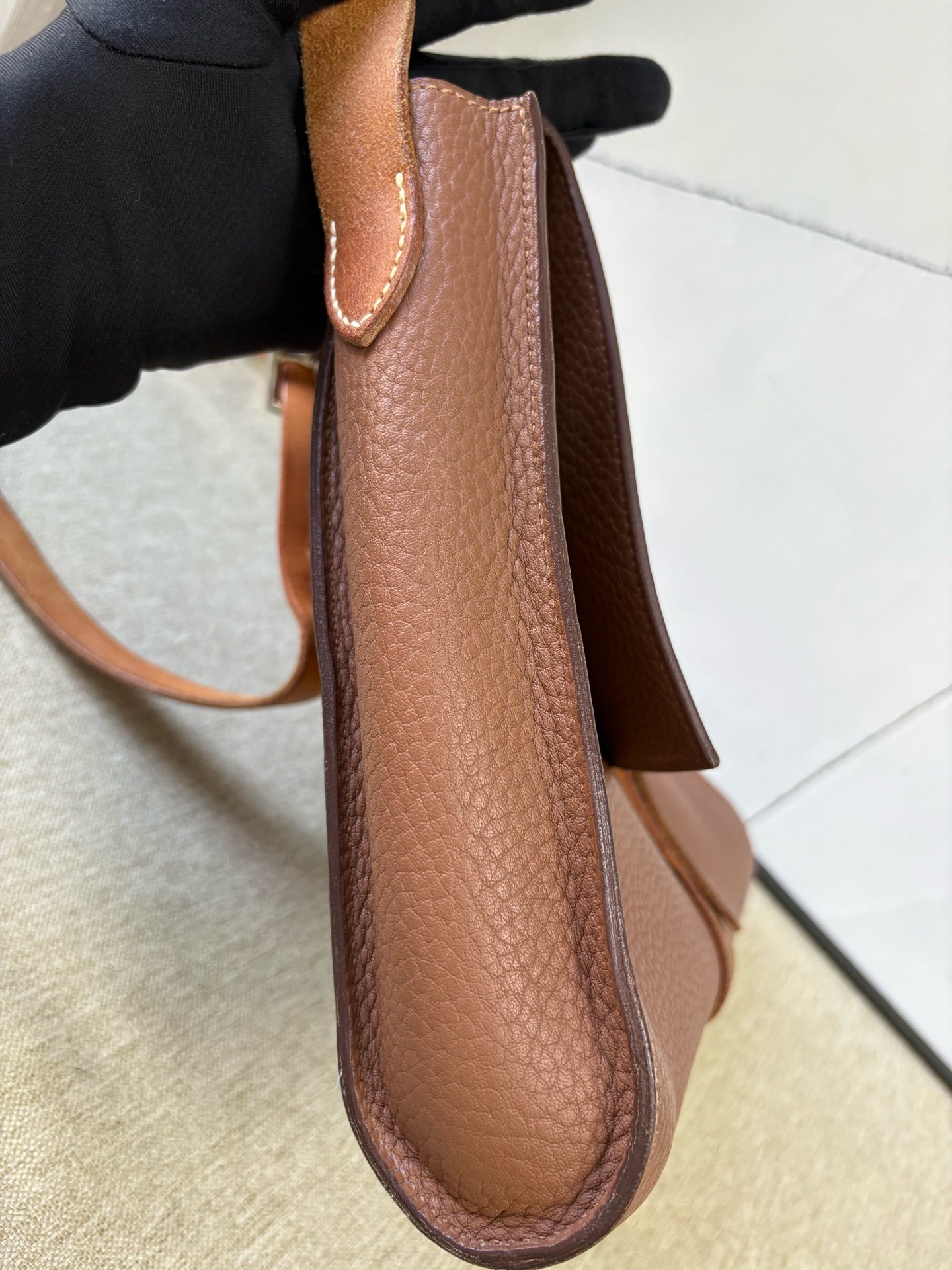 Hermès - Etriviere Messenger Bag - Taurillon Clemence leather - Golden Brown - (Large)