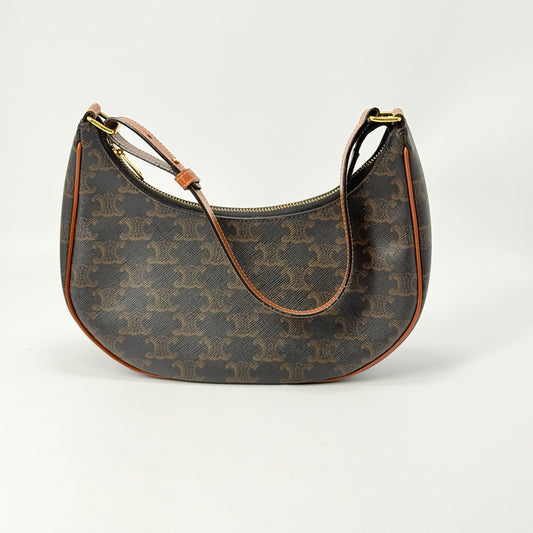 Celine - Ava Bag - Triomphe canvas with calfskin leather trim - Brown - (mini)