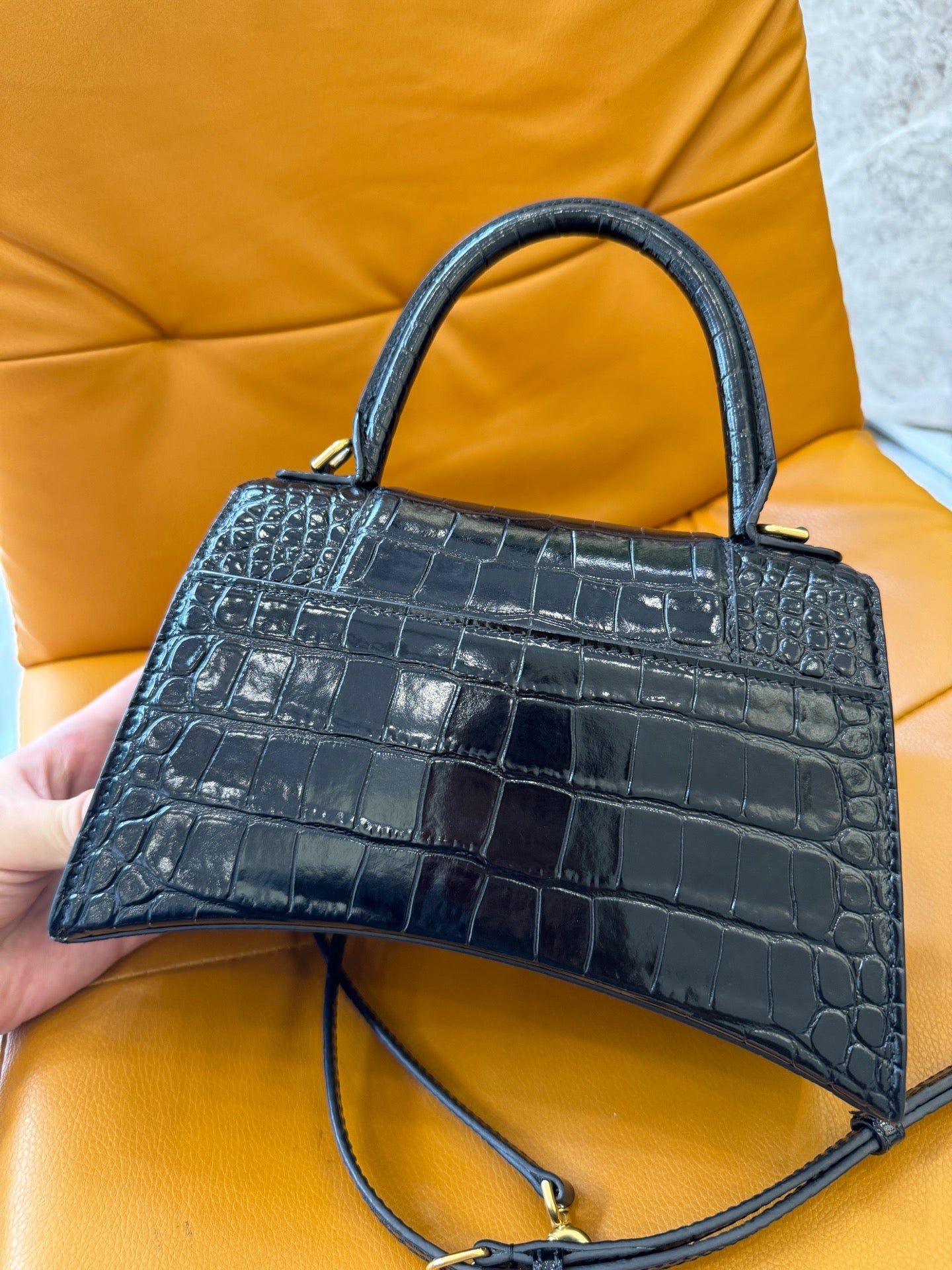 Balenciaga - Hourglass Small Top Handle Bag - Leather - Black - (mini)