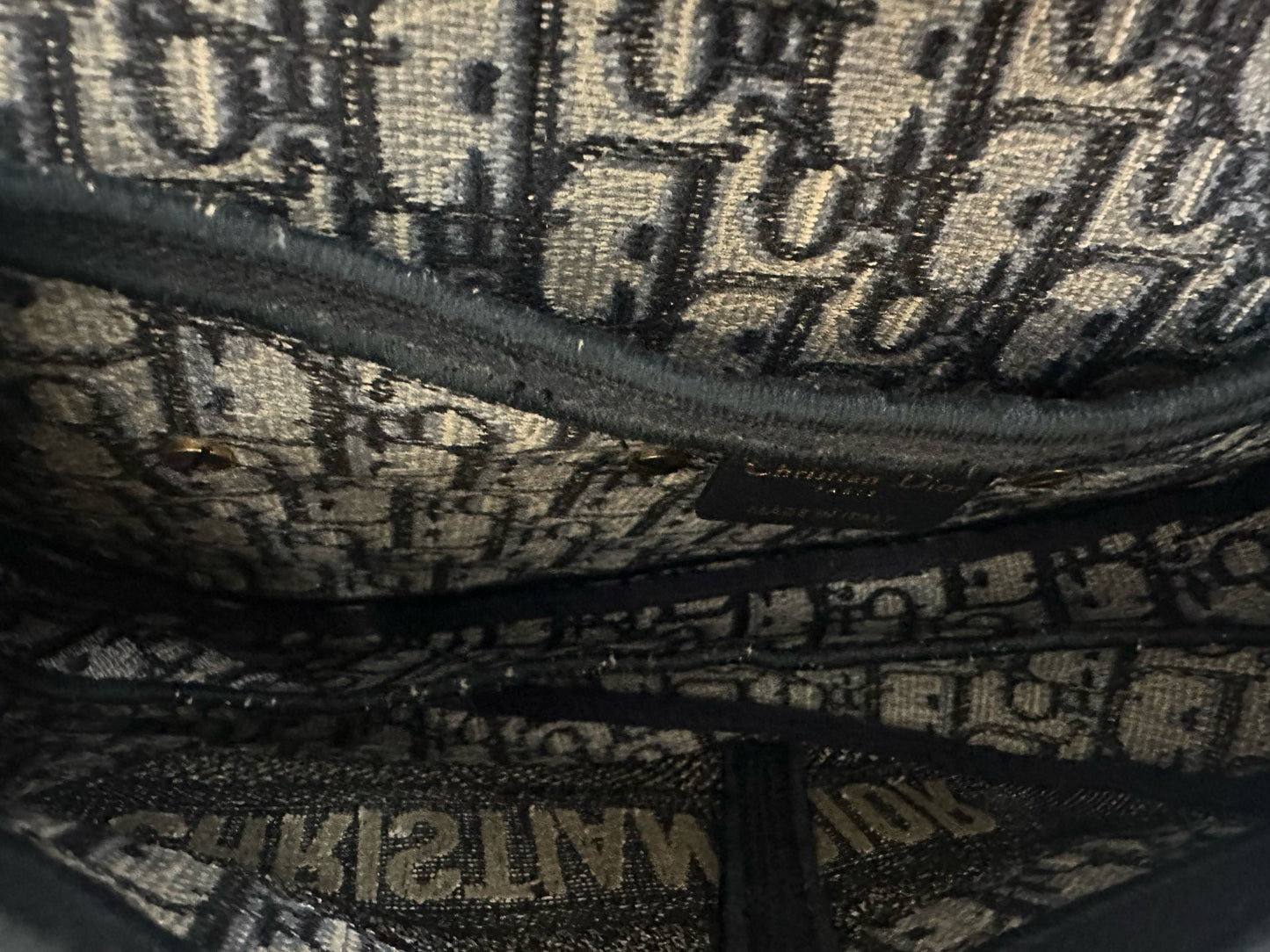 Dior - Saddle Bag - Embroidered canvas - Navy - (Medium)