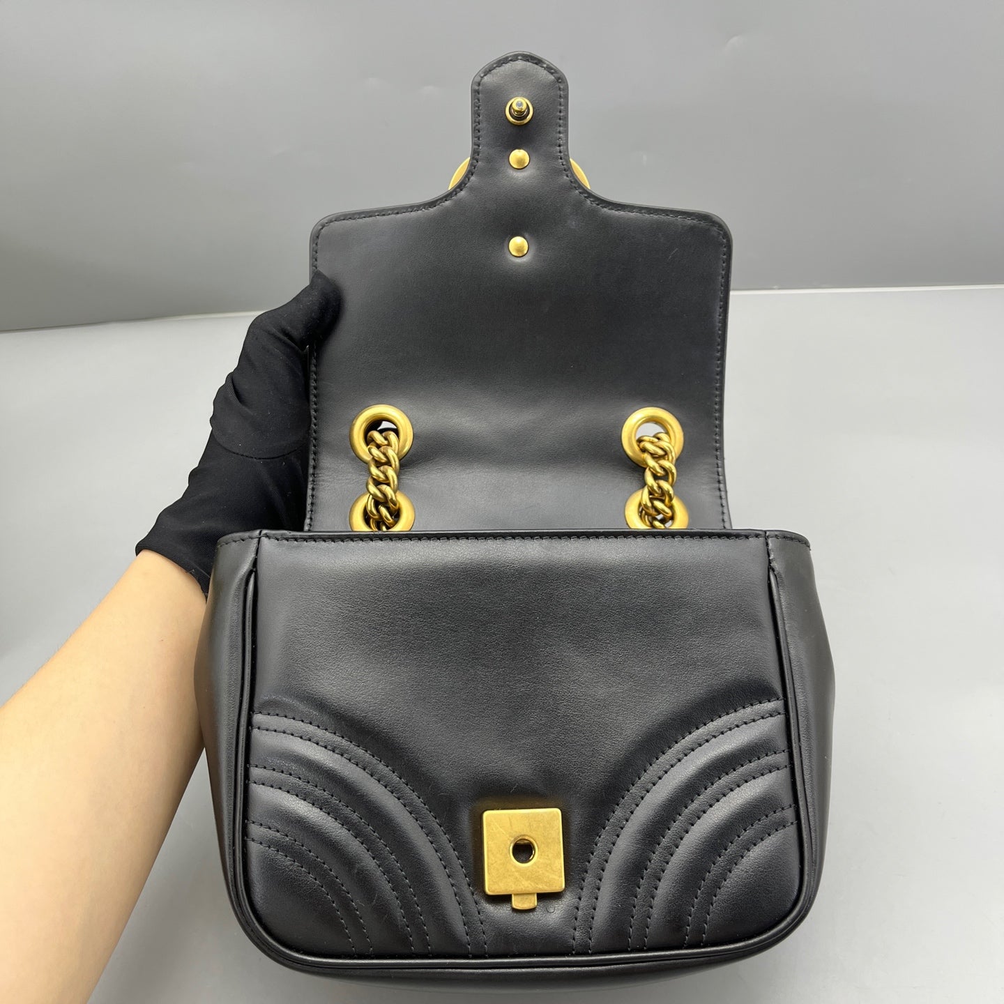 Gucci - GG Marmont Mini Flap Bag - Leather - Black - (mini)