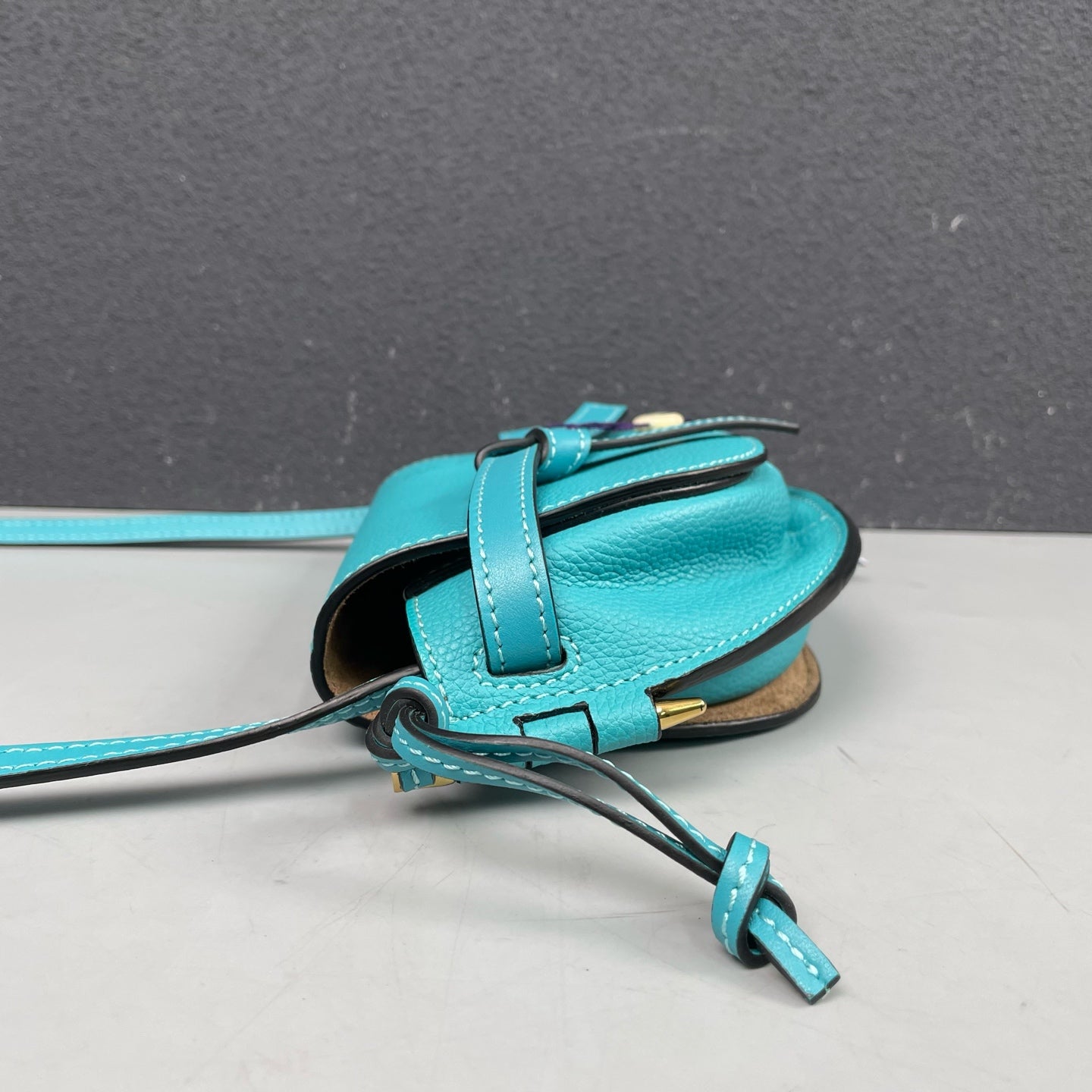 Loewe - Gate Mini Saddle Bag - Grained leather - Lake Blue - (mini)