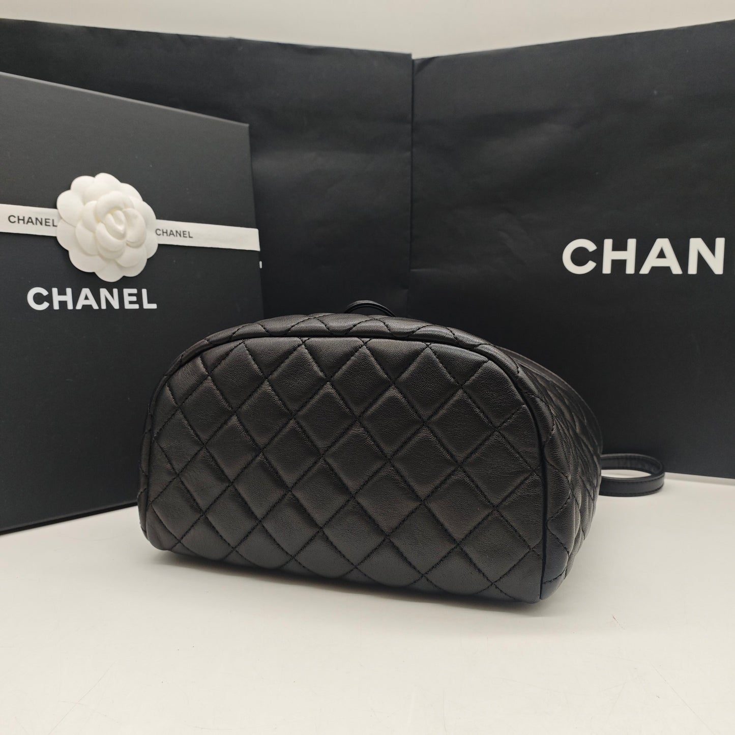 Chanel - Salzburg Backpack - Lambskin leather - Black with Silver-Tone Hardware - (Small)