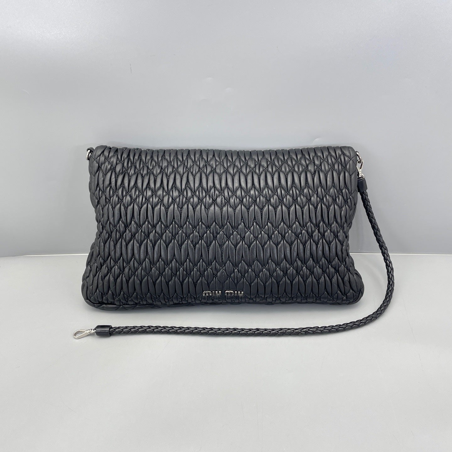 Miu Miu - Matelassé Crystal Chain Bag - Leather - Black - (medium)