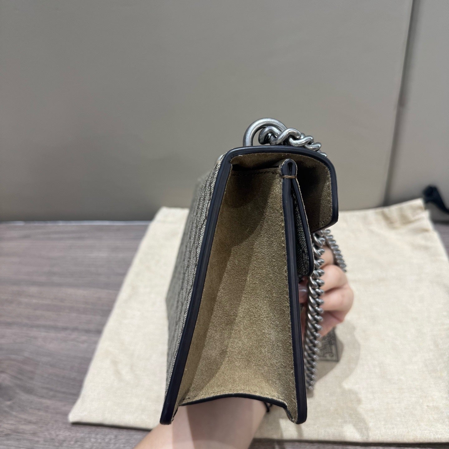 Gucci - Dionysus Shoulder Bag - GG Supreme coated canvas and suede with leather trim - Beige - (small)
