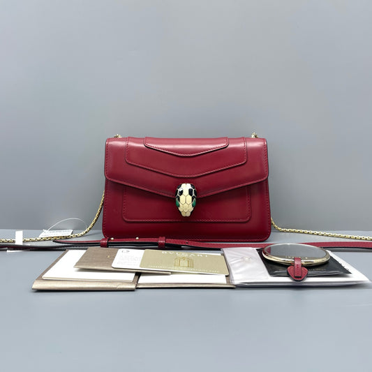 Bvlgari - Serpenti Forever Flap Cover Bag 22135L7018 - Calfskin leather - Red - (Small)